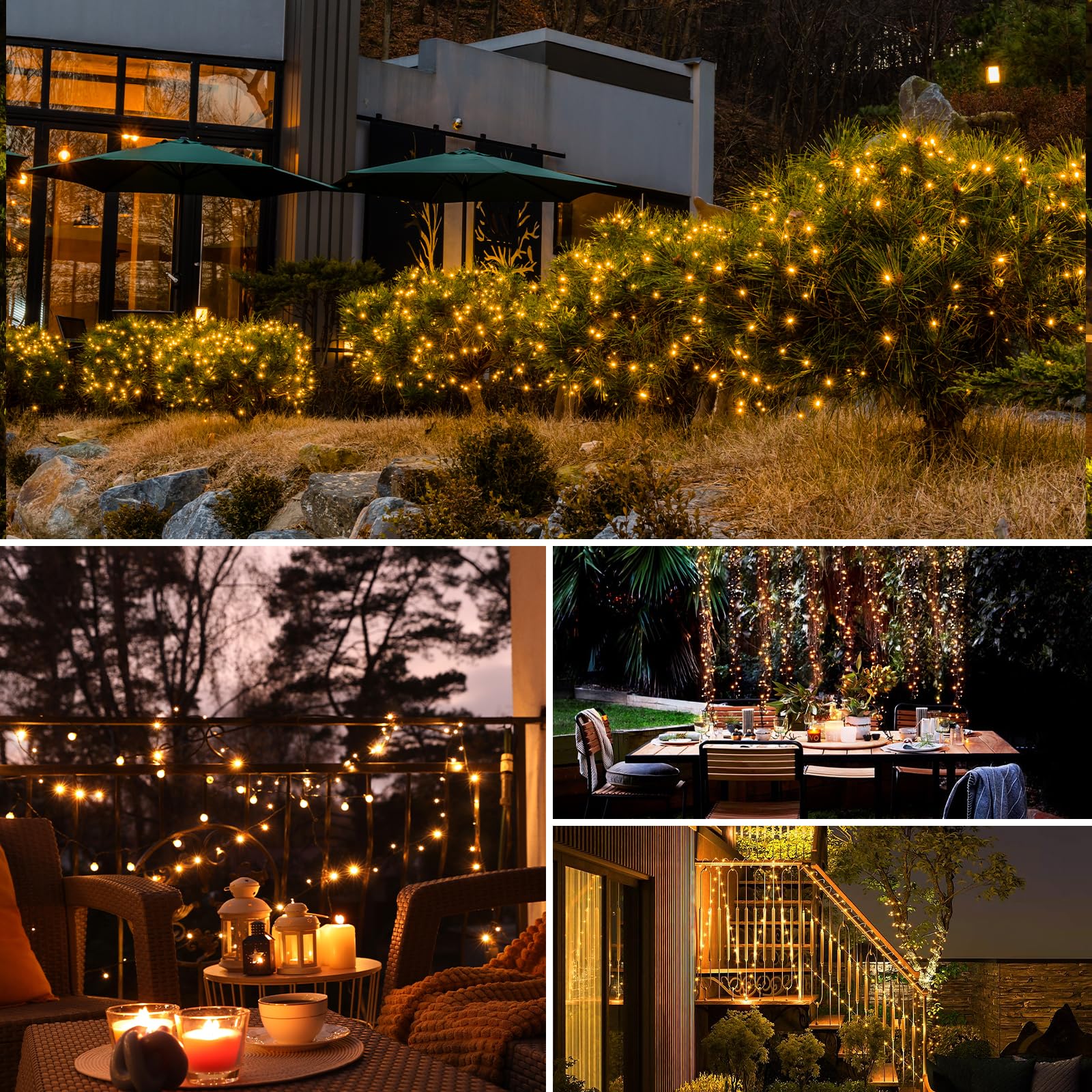 8 Pack Solar String Lights Outdoor, Total 640Led 264Ft Solar Fairy Lights Outdoor Waterproof 8 Modes Copper Wire Solar Twinkle L