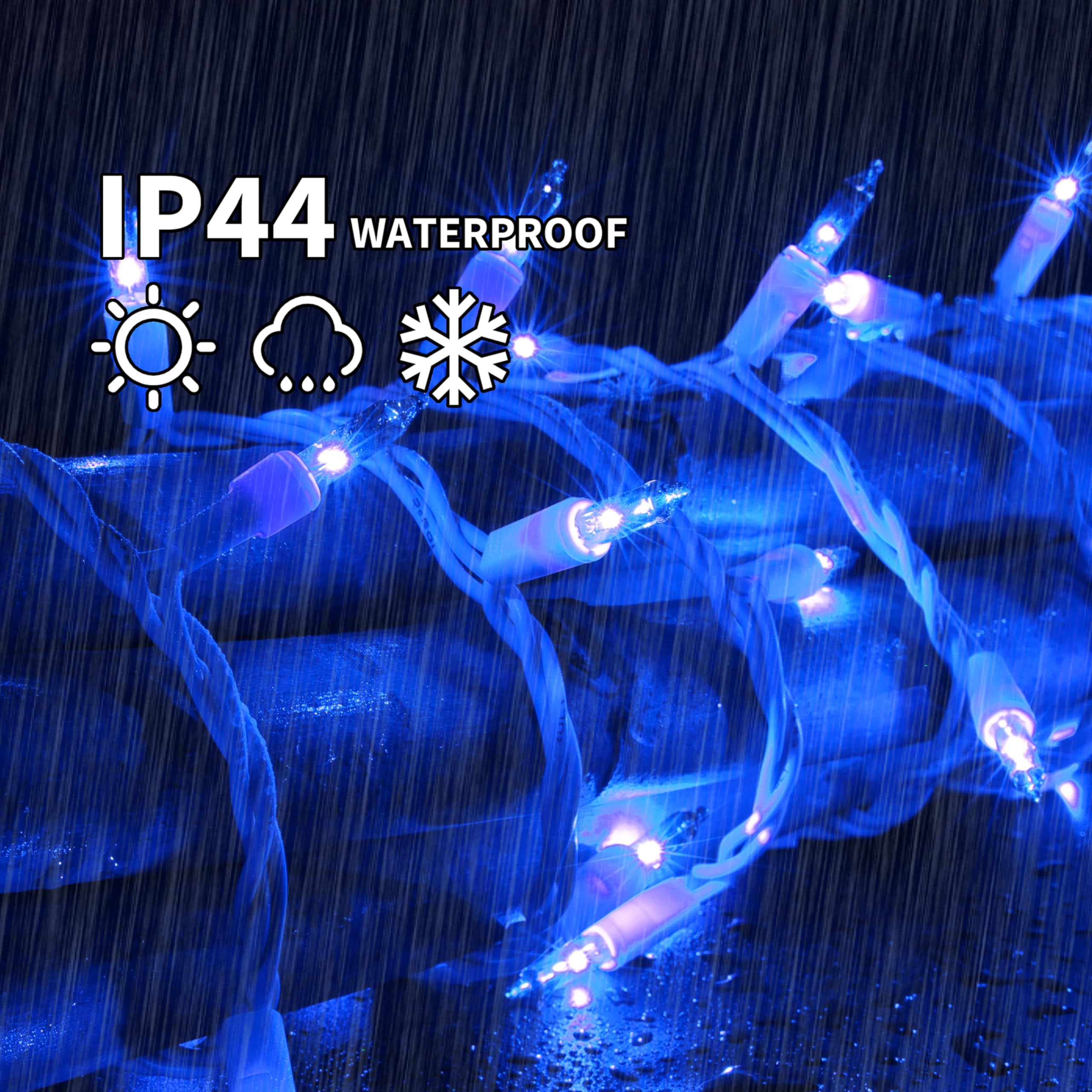 Lamphome Blue Christmas Lights Set 100 Count 19.6 Feet Incandescent Bulb Mini String Lights For Indoor Christmas Tree Garland Birthday Wedding Party Festival Decoration, White Wire
