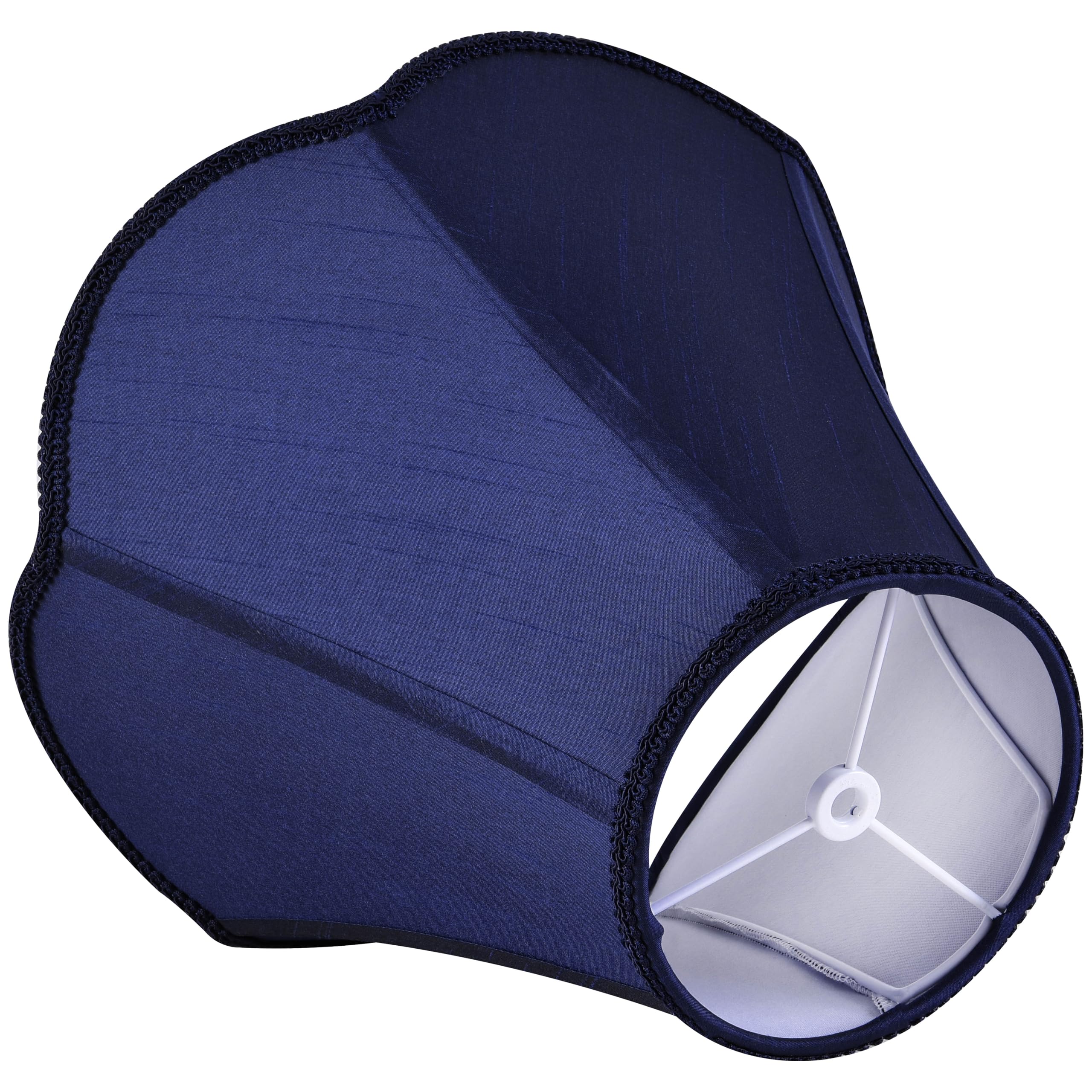 GO&SO Navy Blue Scalloped Bell Lamp Shade, 6" Top x 13" Bottom x 10.6" Height, Fabric, Model G5-13HB-Blue-1