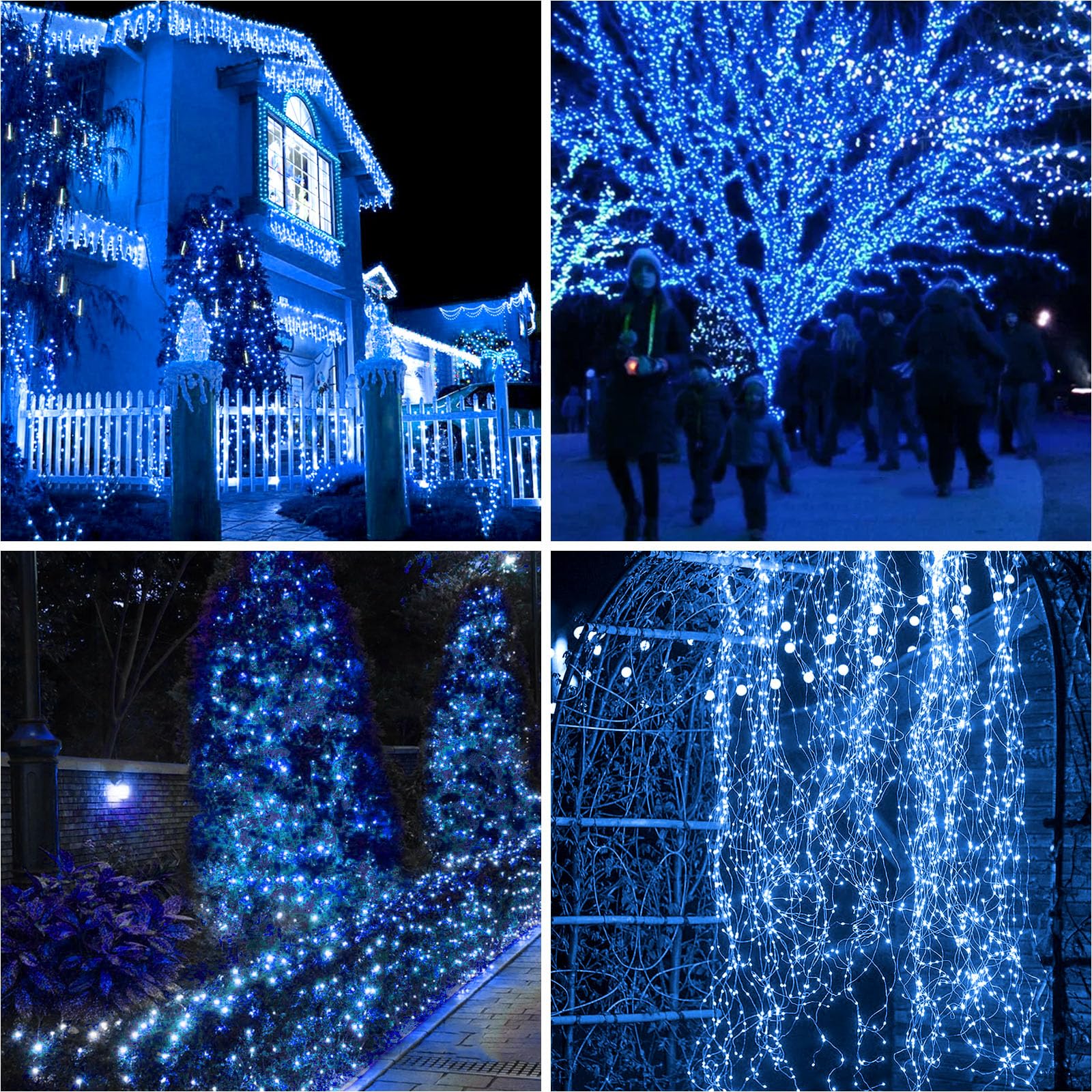 Btfarm 4 Pack Solar String Lights - 320LED 132FT Waterproof Copper Wire Fairy Lights - Blue, Model SL24