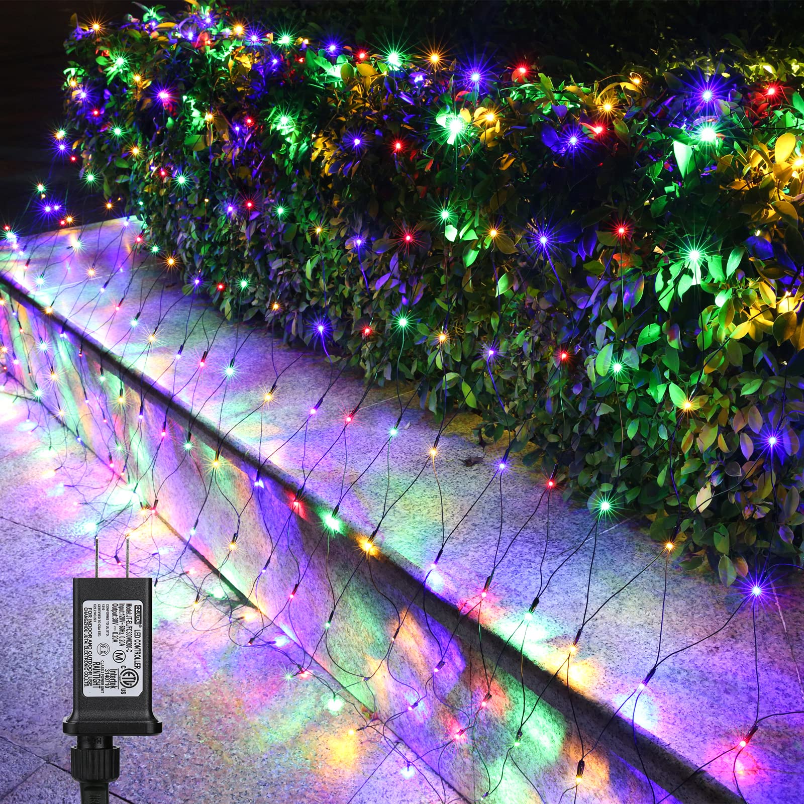 LYHOPE 12ft x 5ft 360 LED Christmas Net Lights, 8 Modes Low Voltage Green Wire Mesh Christmas Decorations Lights for Xmas Trees,