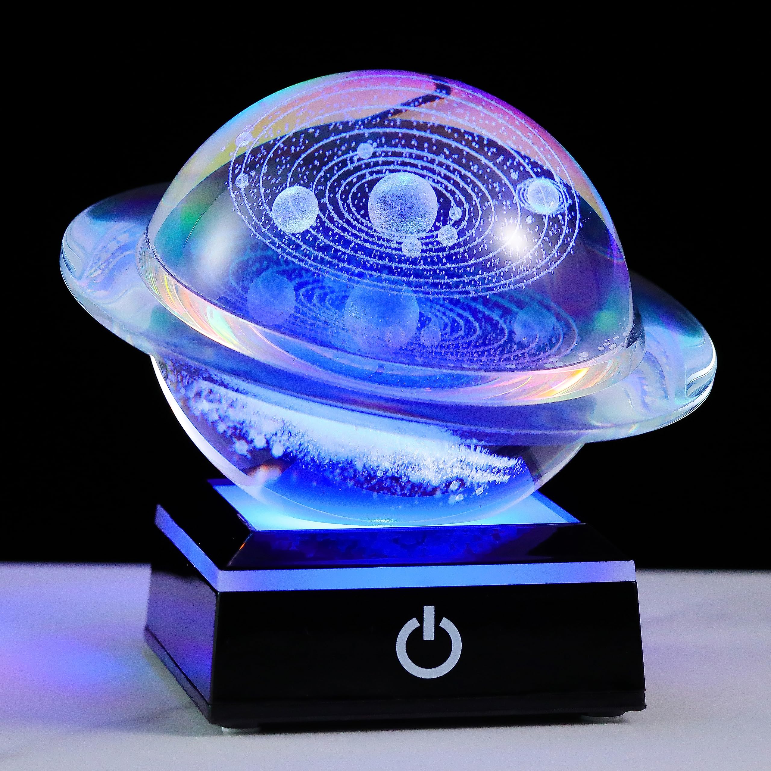 3d Solar System Model Galaxy Crystal Ball 80mm 3.15inch - Saturn Shape Outer Space Astronomy Gifts Room Decor Unique Gifts For M