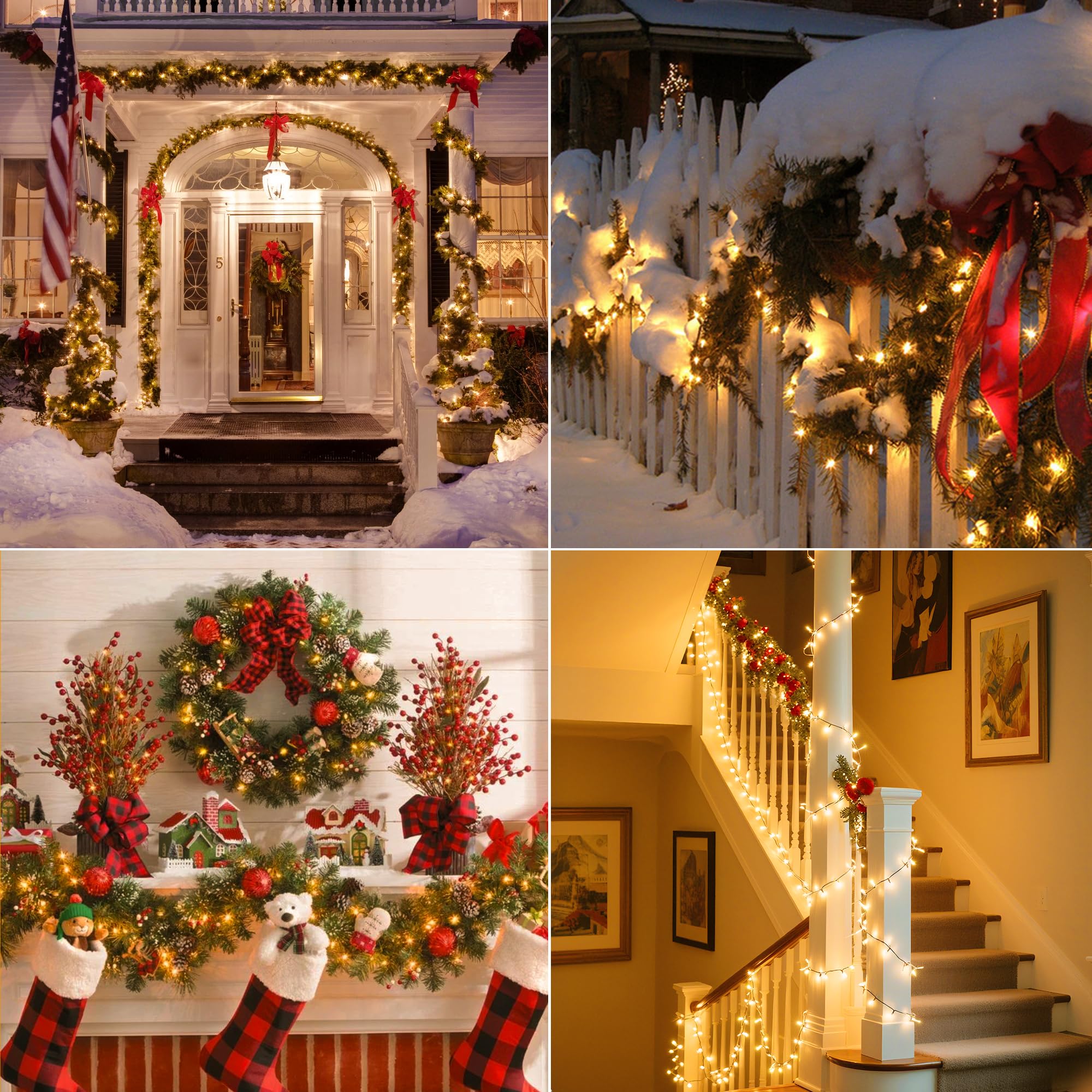 Ccinny 197Ft 600 Led Christmas Lights Outdoor  Warm White Christmas Tree Lights Plug In  8 Modes Twinkle String Light For Outside Bedroom Wedding Party Ceiling Xmas Home Decorations