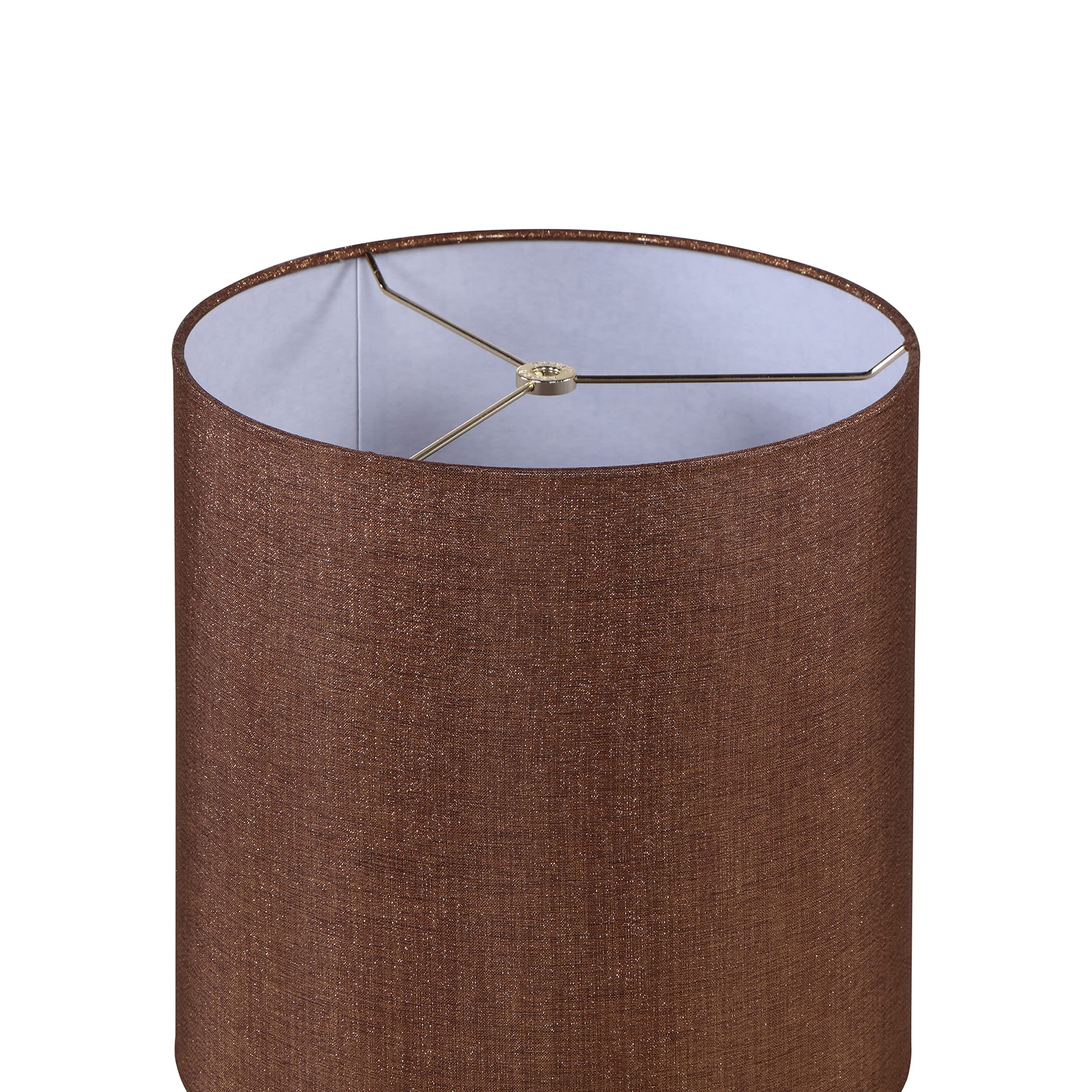 Aspen Creative 31607, Hardback Drum Contemporary Spider Lamp Shade, Gold & Dark Brown Burlap Texture Fabric, 12&quot; Top X 12&quot; Bottom X 12&quot; Height