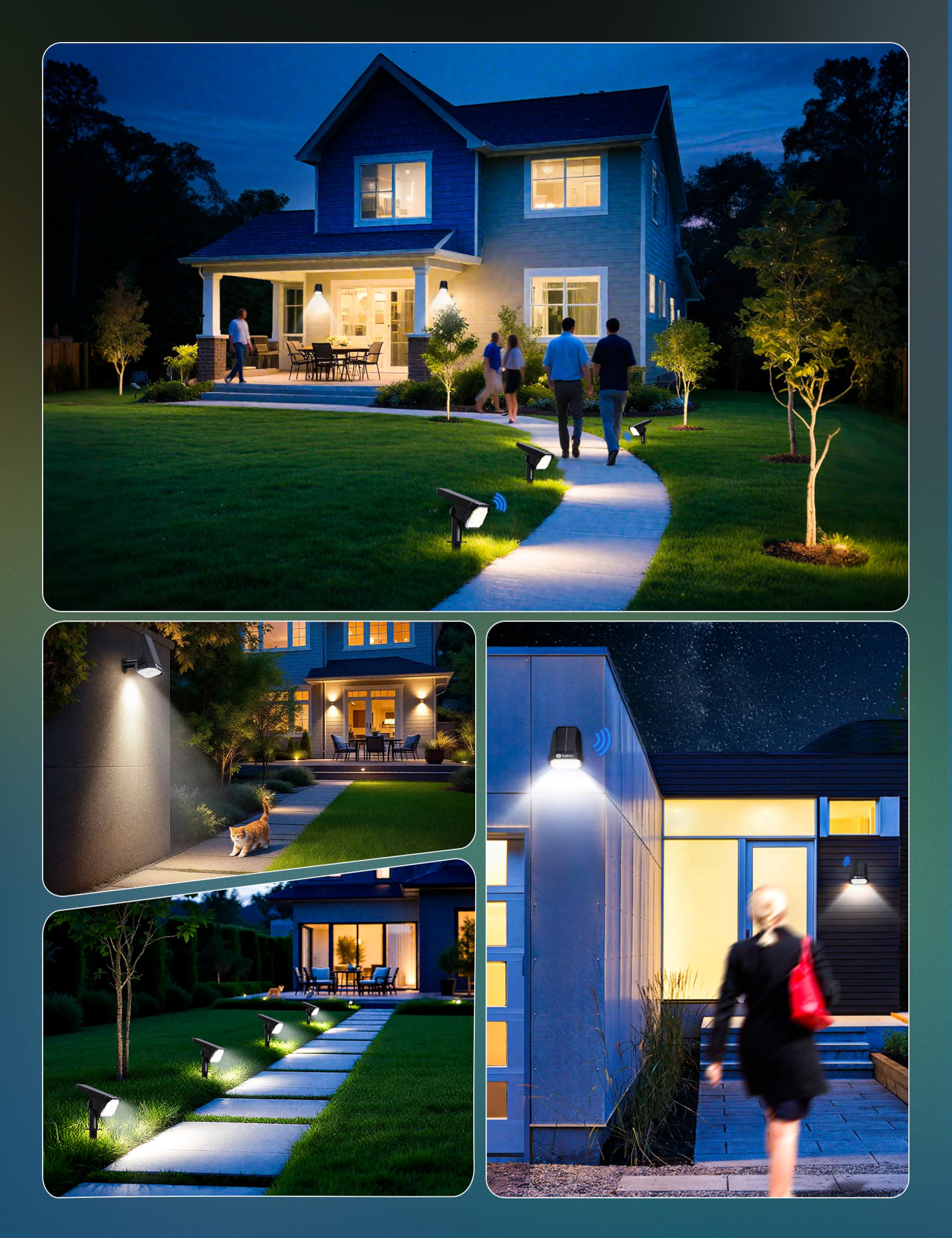 Brightown 6 Pack Solar Motion Lights Outdoor Waterproof  Motion Sensor Spot Lights- 58 Led/3 Modes Solar Powered Spotlights 2-In-1 Auto On/Off For Outside Yard Wall Garden  Cool White