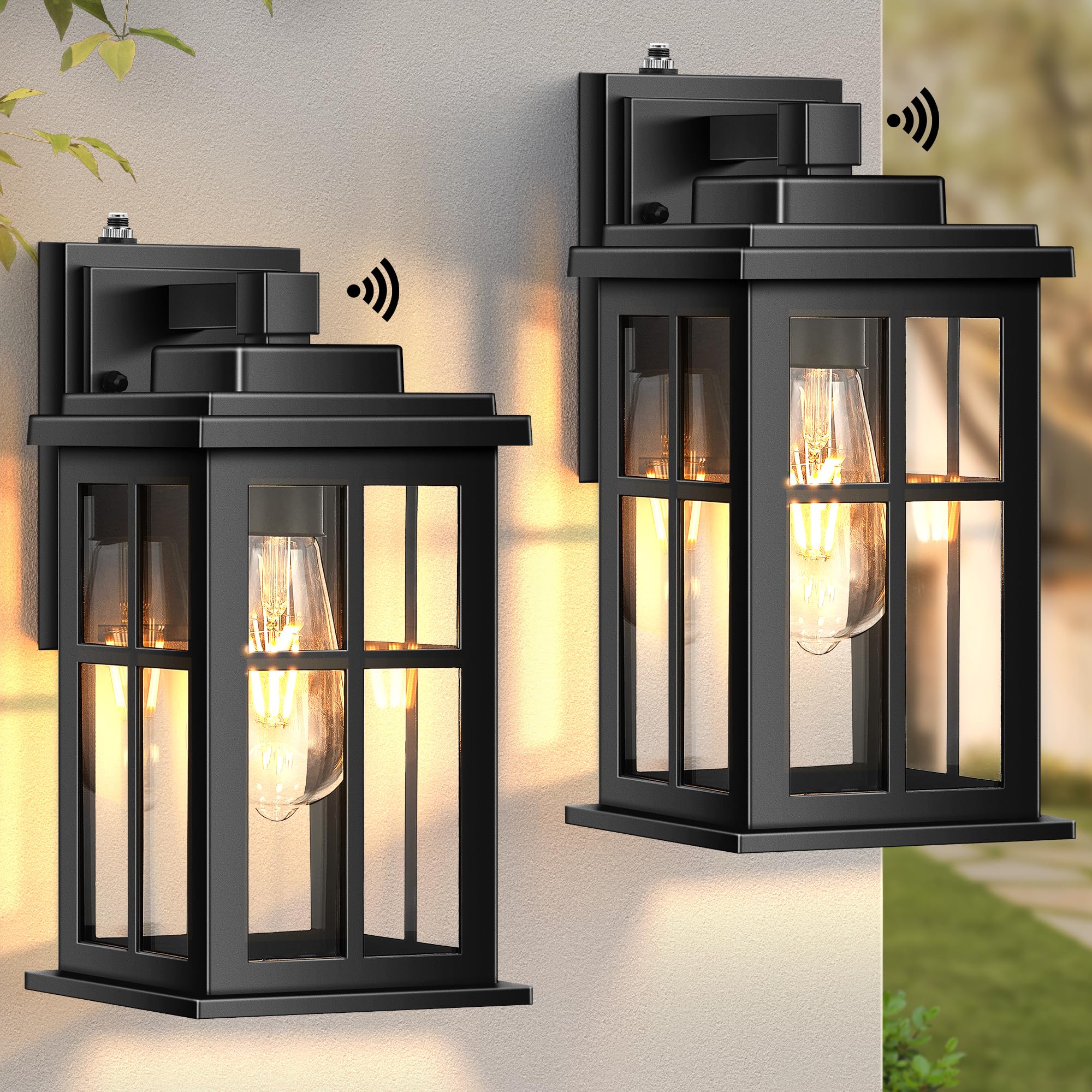 OPAXIS Dusk to Dawn Outdoor Lights for House  2 Pack Outdoor Light Fixture  Black Exterior Lighting Fixtures  Dusk to Dawn Outdoor Lighting for House  Porch  Garage  Doorway  Anti-Rust  Waterproof