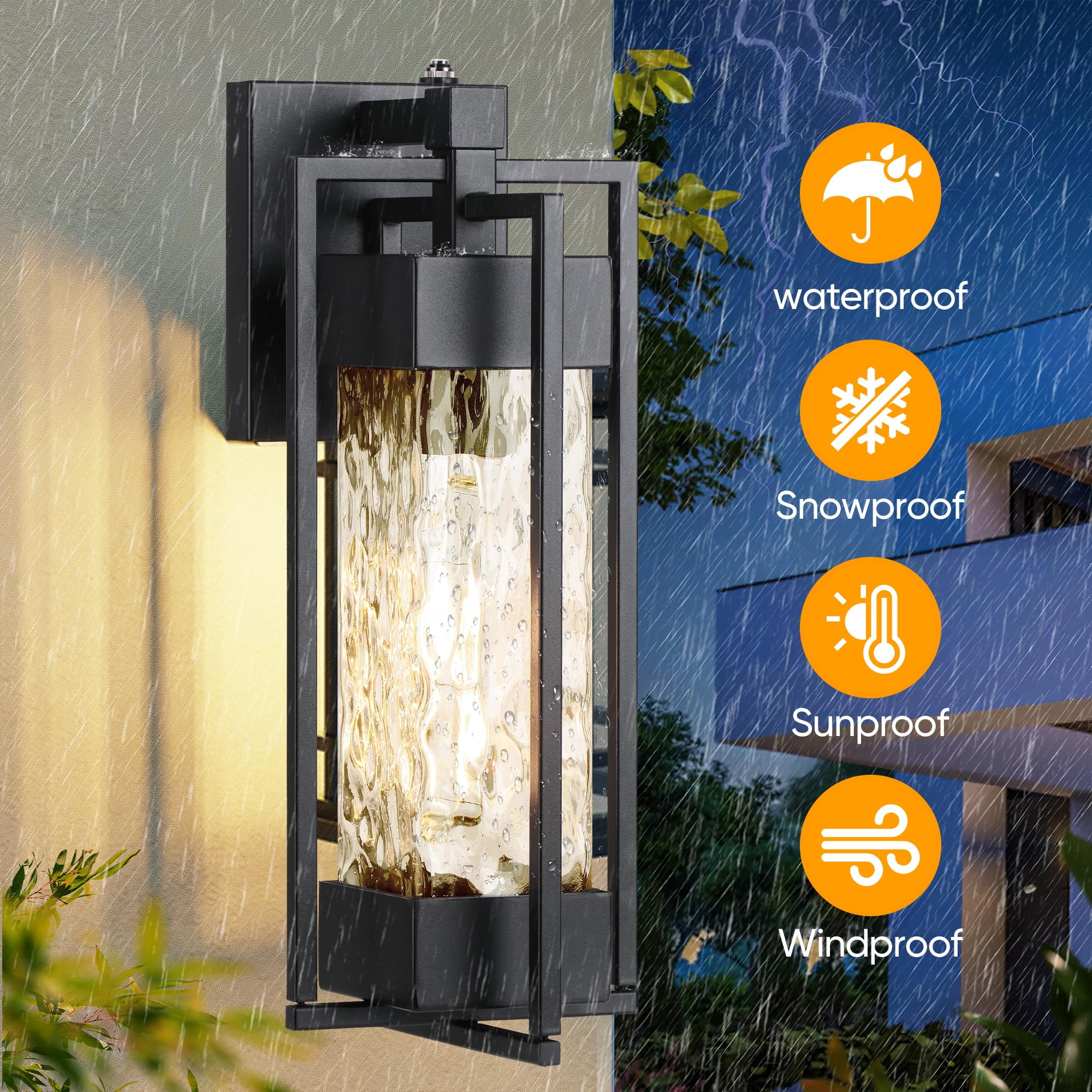 Kialush 2-Pack Wall Lights Dusk To Dawn Outdoor Lighting, Modern Outside Waterproof Porch Lights With Photocell Sensor,Exterior