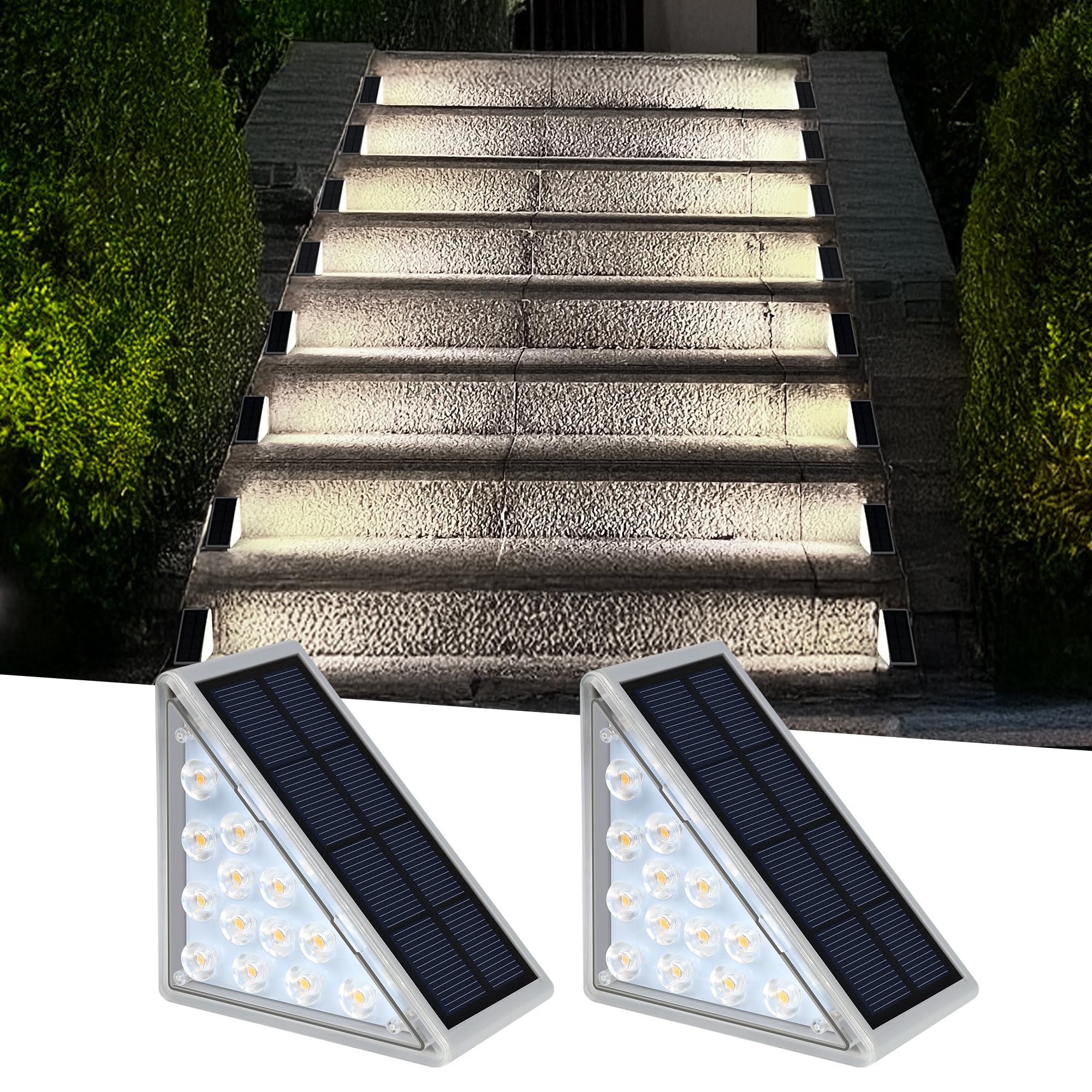 AUDLES LED Solar Step Lights, Outdoor Solar Decor IP67 for Yard, Patio, Garden, Walkways, Driveway, Porch 2PK