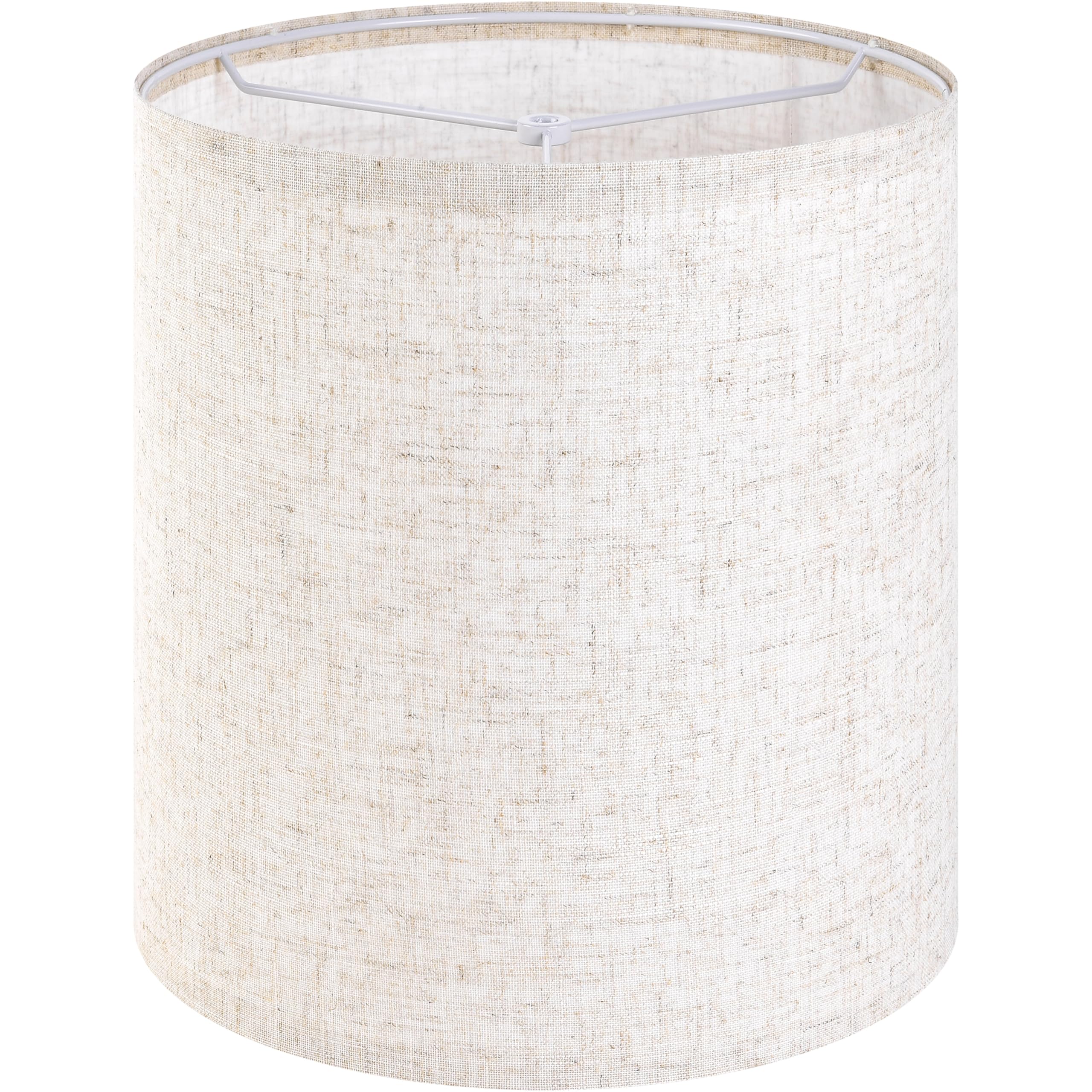 GO&SO Small Drum Lamp Shade 10x10x10 Spider Oatmeal Linen Lampshades for Small Table Lamp Bedroom Lamps-Natural Textured Fabric Farmhouse Lampshade for Soft Lighting -Easy Assembly & Replacement