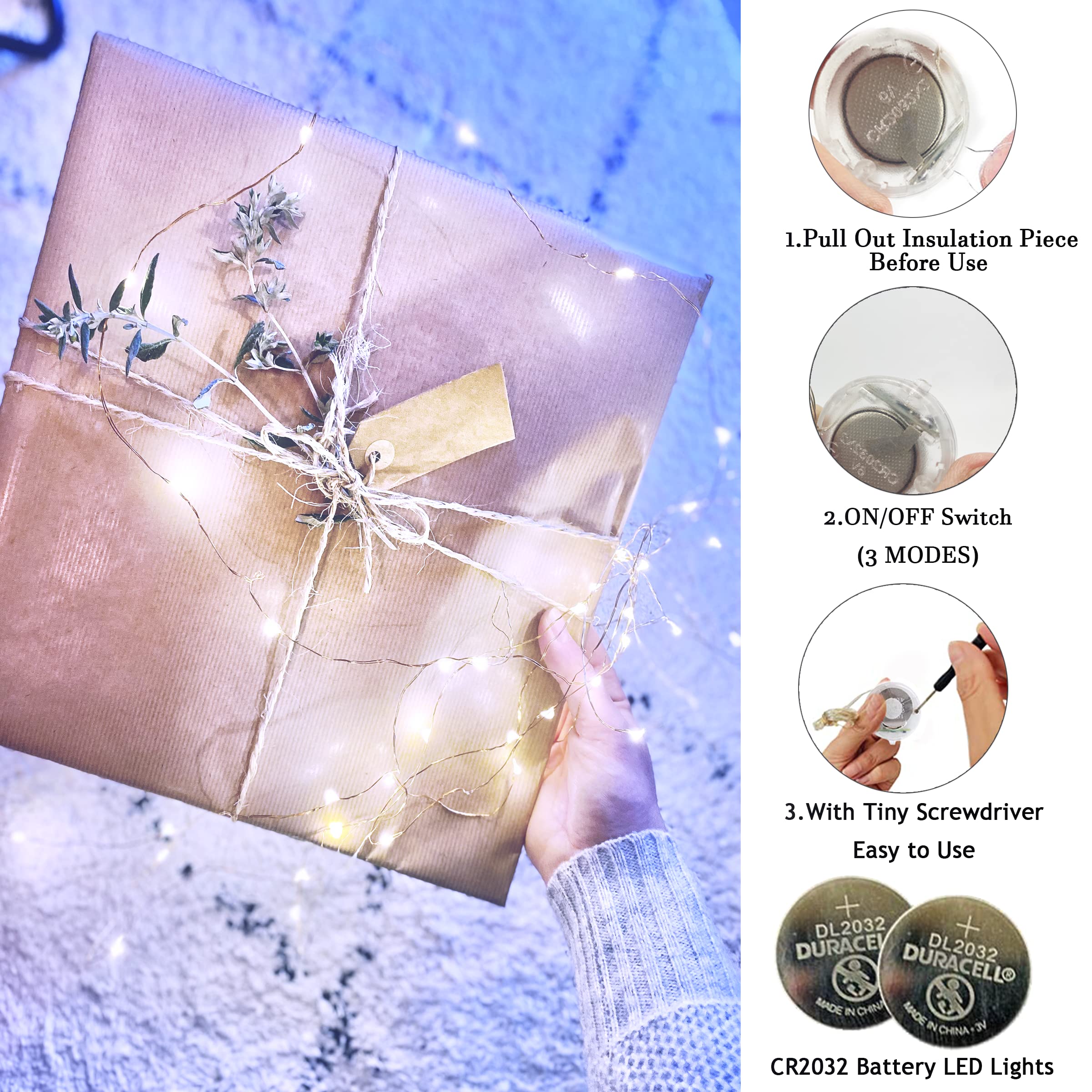 12 Pack 20 Led Fairy Lights Battery Operated With Timer 3 Modes 7.2Ft Silver Wire String Light Firefly Twinkle Lights For Diy Bedroom Wedding Christmas Party Decoration Table Craft Bottle Cool White