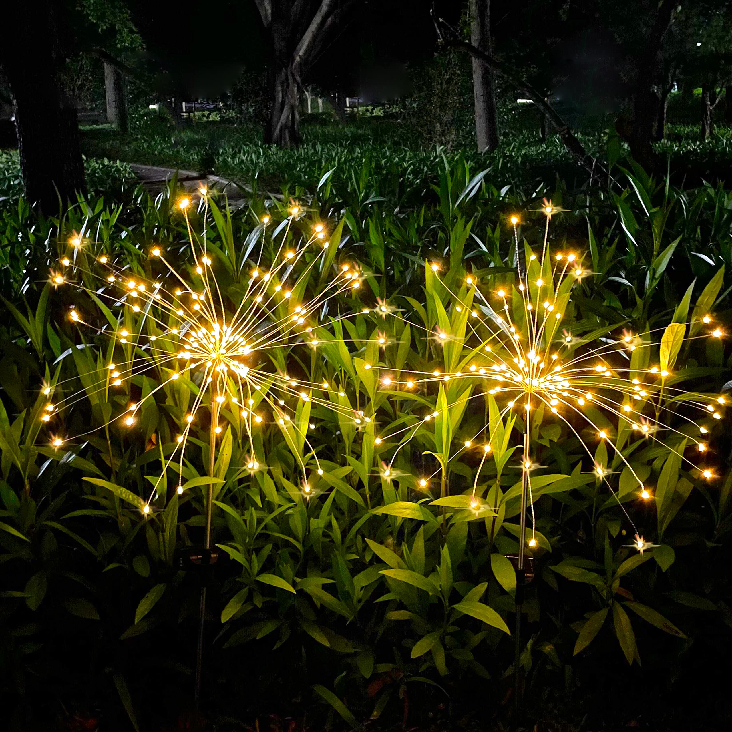 JJGoo Solar Garden Lights, 2 Pack 180 LEDs, Waterproof Outdoor Decorative Lights, Warm White