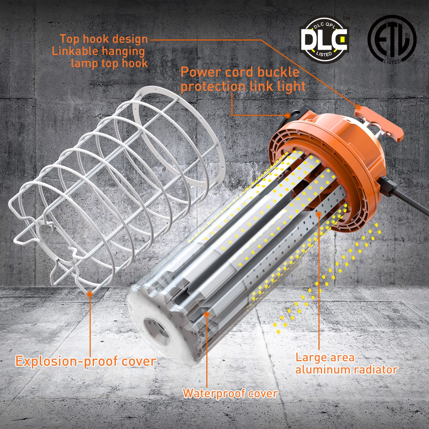 Ns 150W High Bay Temporary Led Work Light 23550Lm 5000K Daylight White With Indoor And Outdoor Hook Portable Hanging Lighting Fo