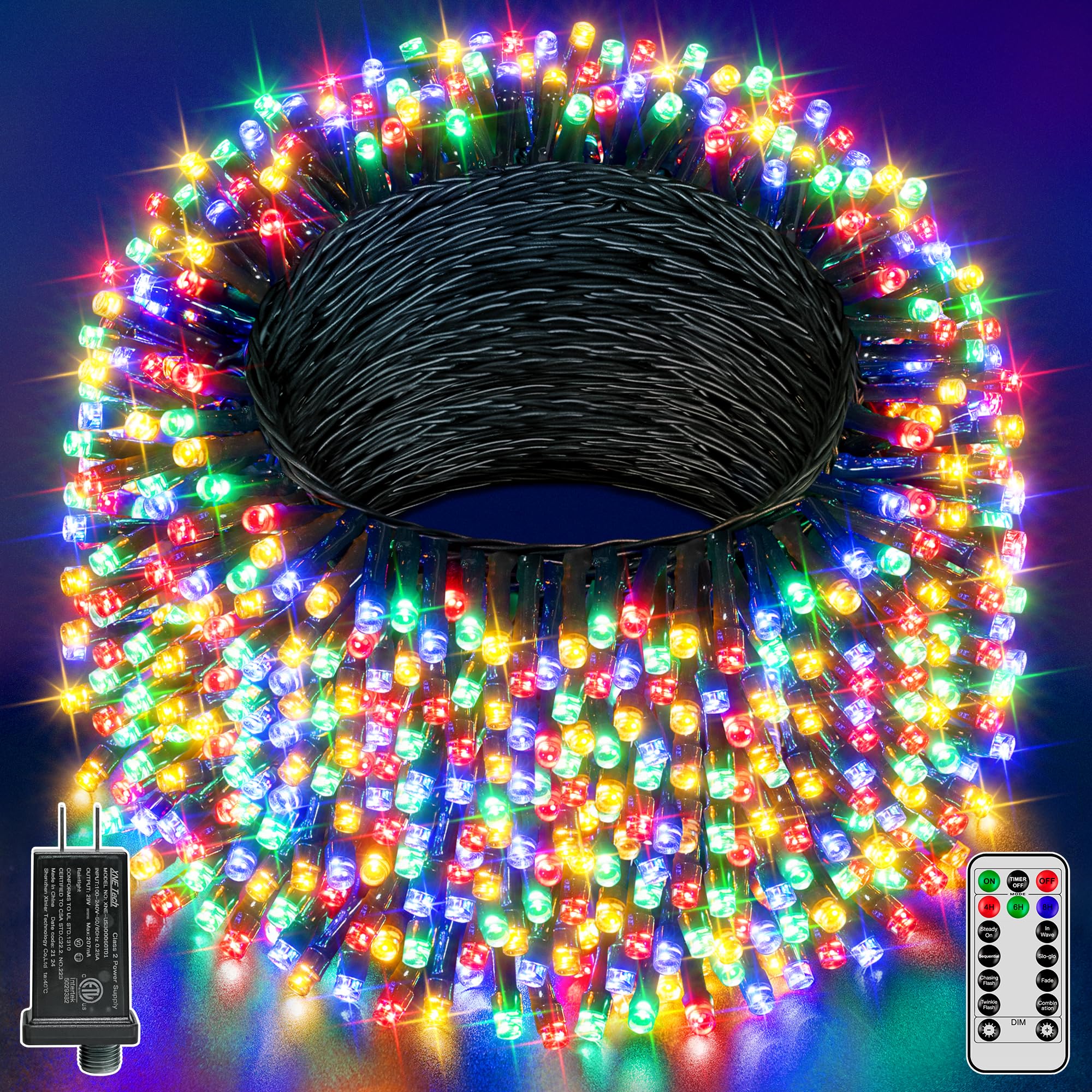 Guhope Christmas Tree Lights, 400 LED Multicolor String Lights with Remote, 8 Modes, Outdoor Waterproof, Model NYA0400G