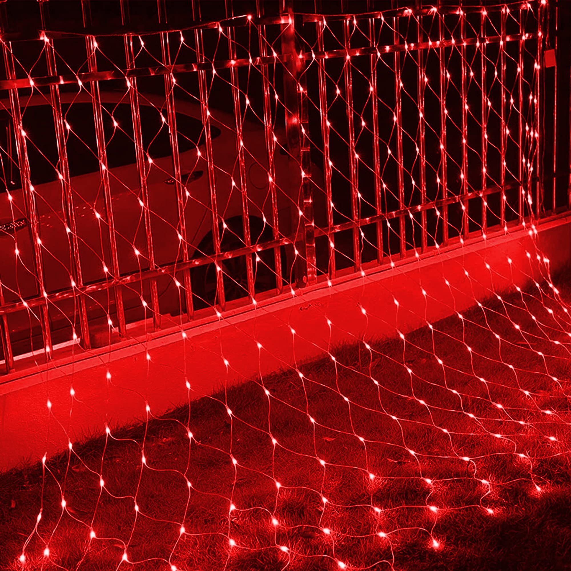 Dazzle Bright 200 LED Net Lights, 9.8 FT x 6.6 FT, Red Connectable Mesh Lights for Indoor Outdoor Decor, Model HB-300COI