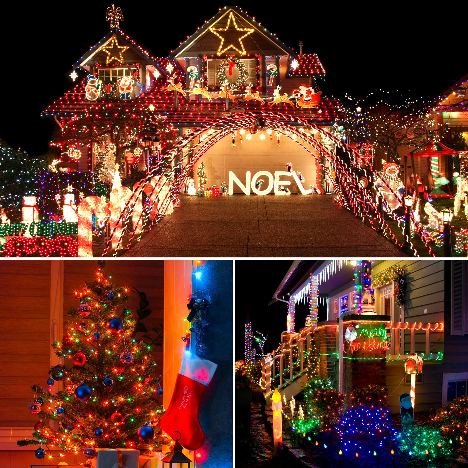 Vtechology 300Led Color Changing Christmas Lights, 105Ft Warm White To Multicolor, 11 Modes Outdoor String Lights For Holiday Decor