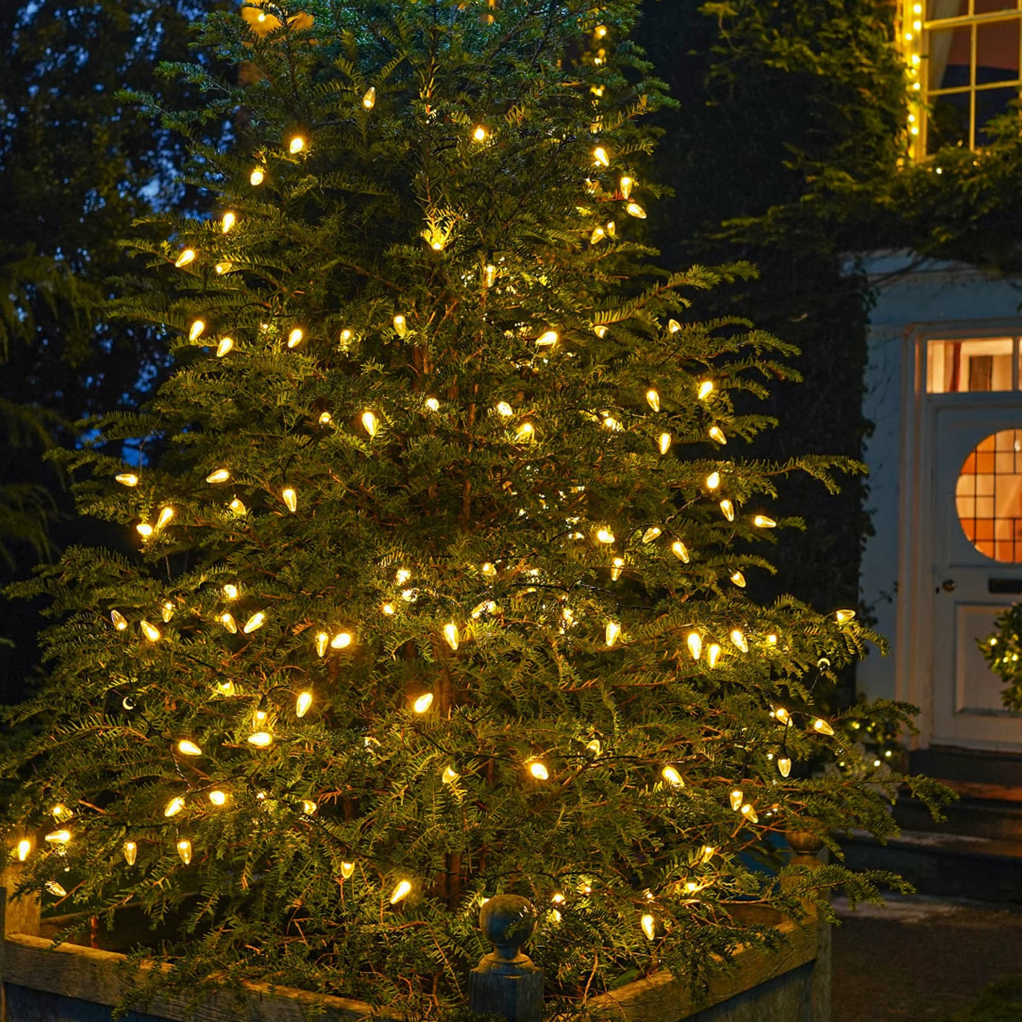 Dazzle Bright C6 Christmas String Lights, 100 Led 33 Ft Outdoor Christmas Lights Waterproof Connectable, 8 Modes Christmas Light