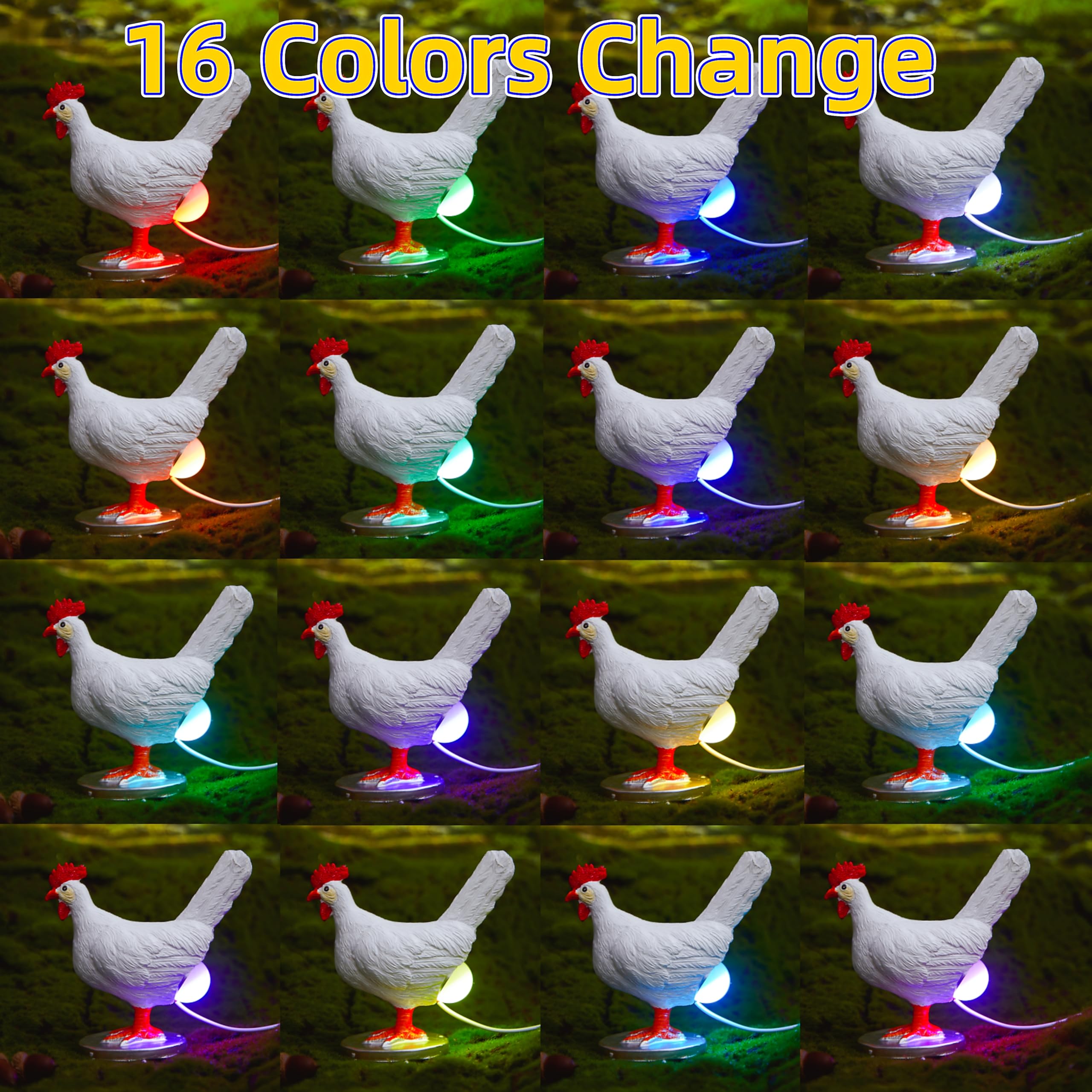 Upgraded Chicken Egg Lamp, 16 Colors Change With Remote Control, 3D Resin Night Light With USB, Color Gift Box, Easter Birthday