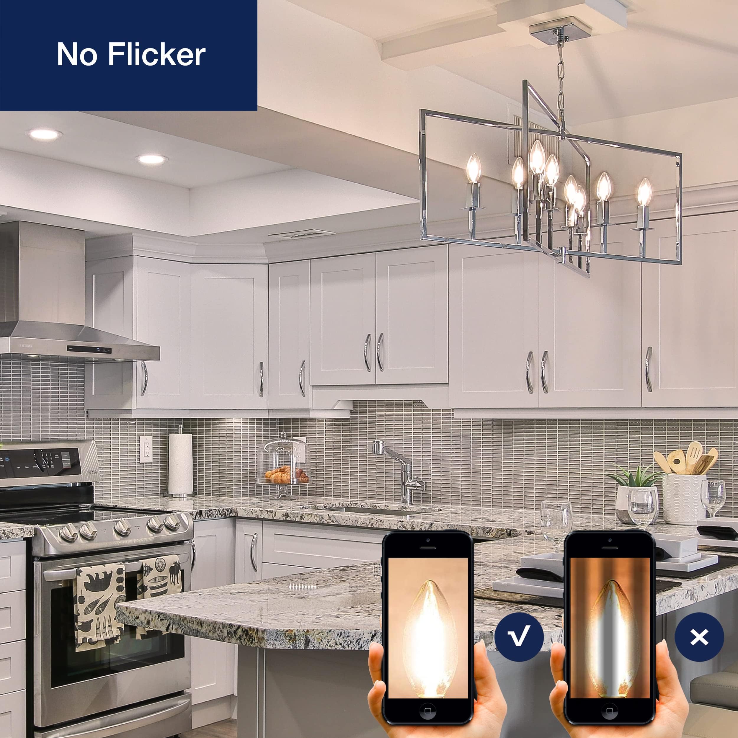 Flsnt 40W Equivalent Led Chandelier Light Bulbs, Dimmable Amber Led B11 E26 Candelabra Base Bulbs, 2200K Warm White, 330Lm, 24 Pack