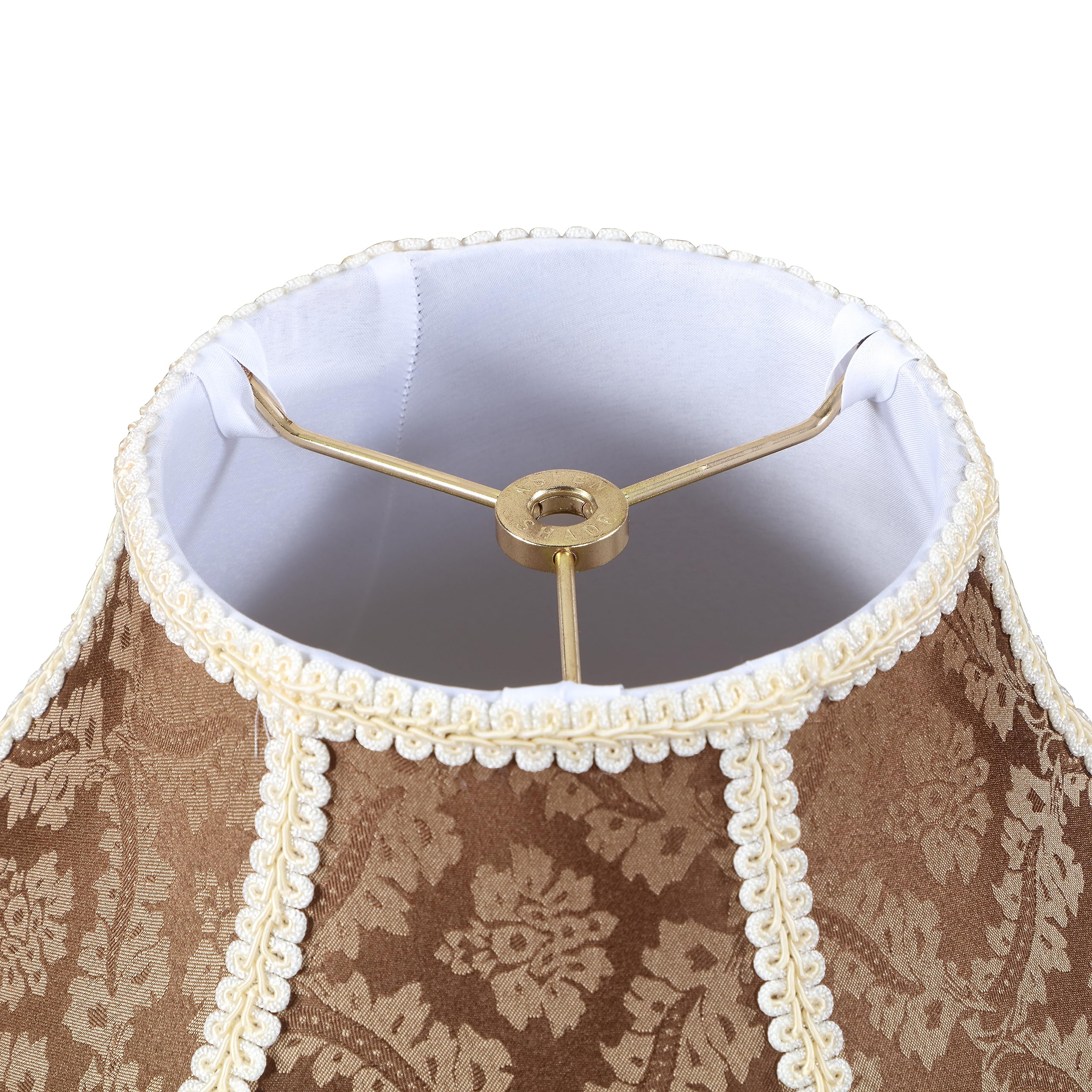 Aspen Creative 30309 Scallop Bell Shape Spider Construction Lamp Shade In Brown With Beige Trim, (6&quot; X 17&quot; X 12&quot;)
