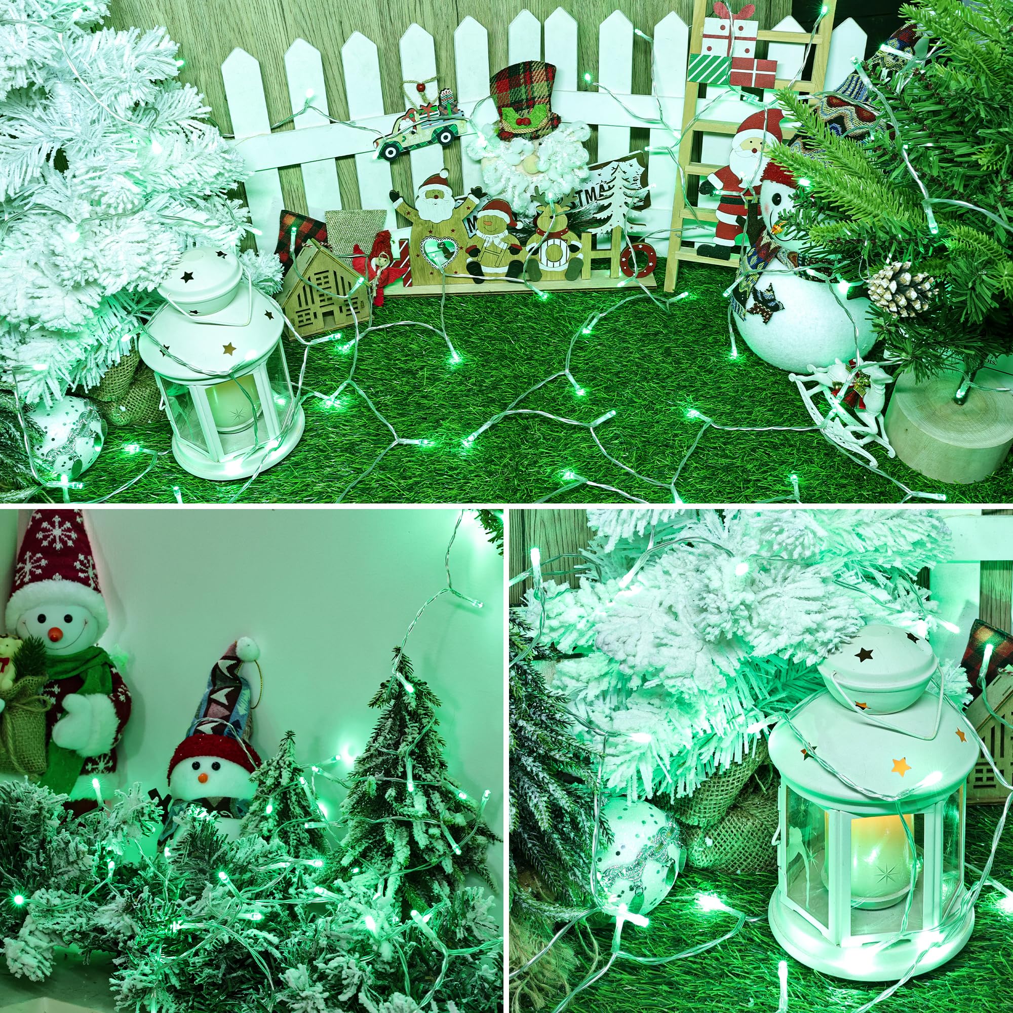 Lomotech Battery Operated Christmas Lights - 4 Pack Total 66Ft 200Leds String Lights 8 Modes Waterproof With Timer For Home  Garden  Party  Holiday  Tree Decoration (Clear Wire  Green)