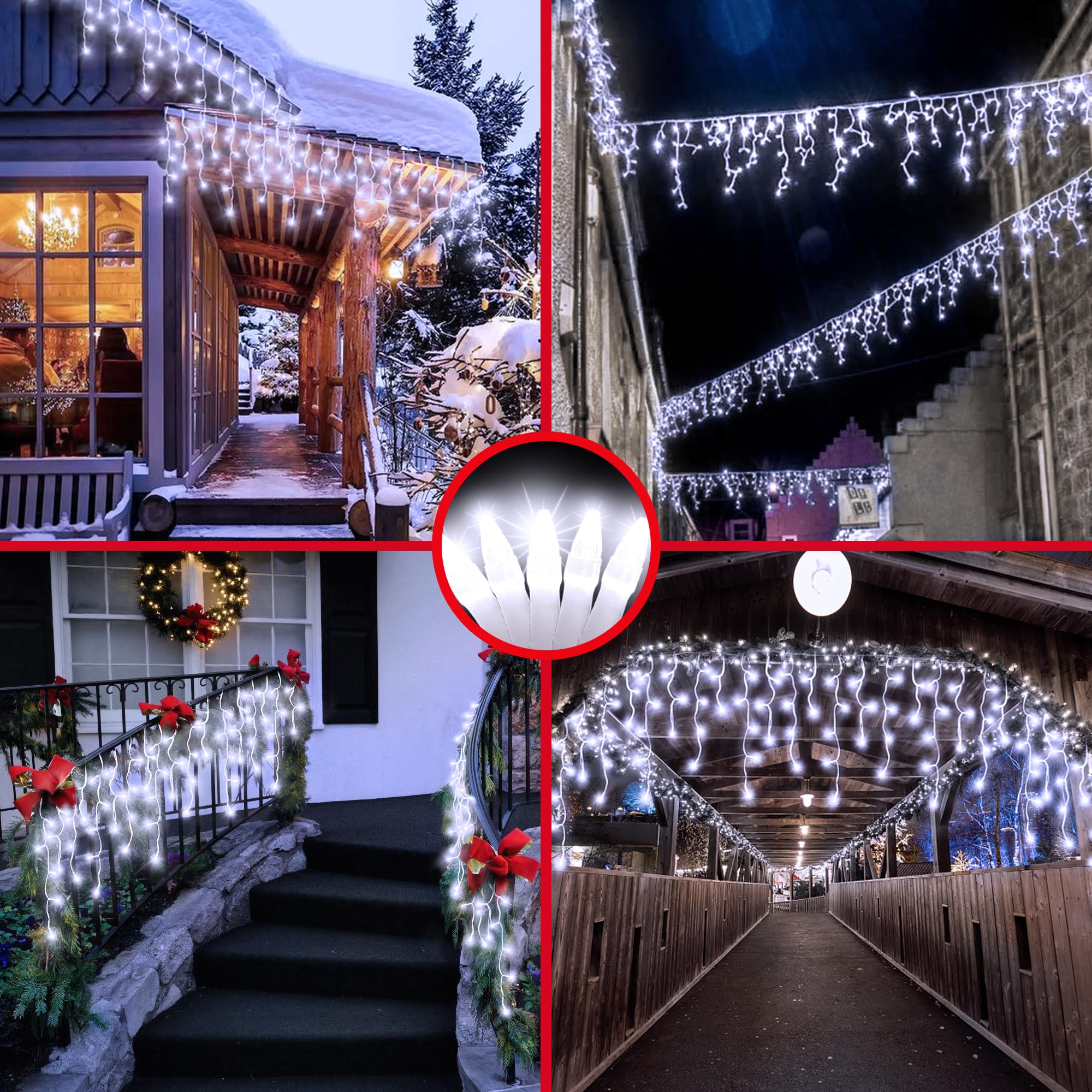 1296 Led Christmas Lights With 288 Drops, 131Ft Christmas String Lights With 8 Modes, Waterproof Outdoor Decorations Fairy Light