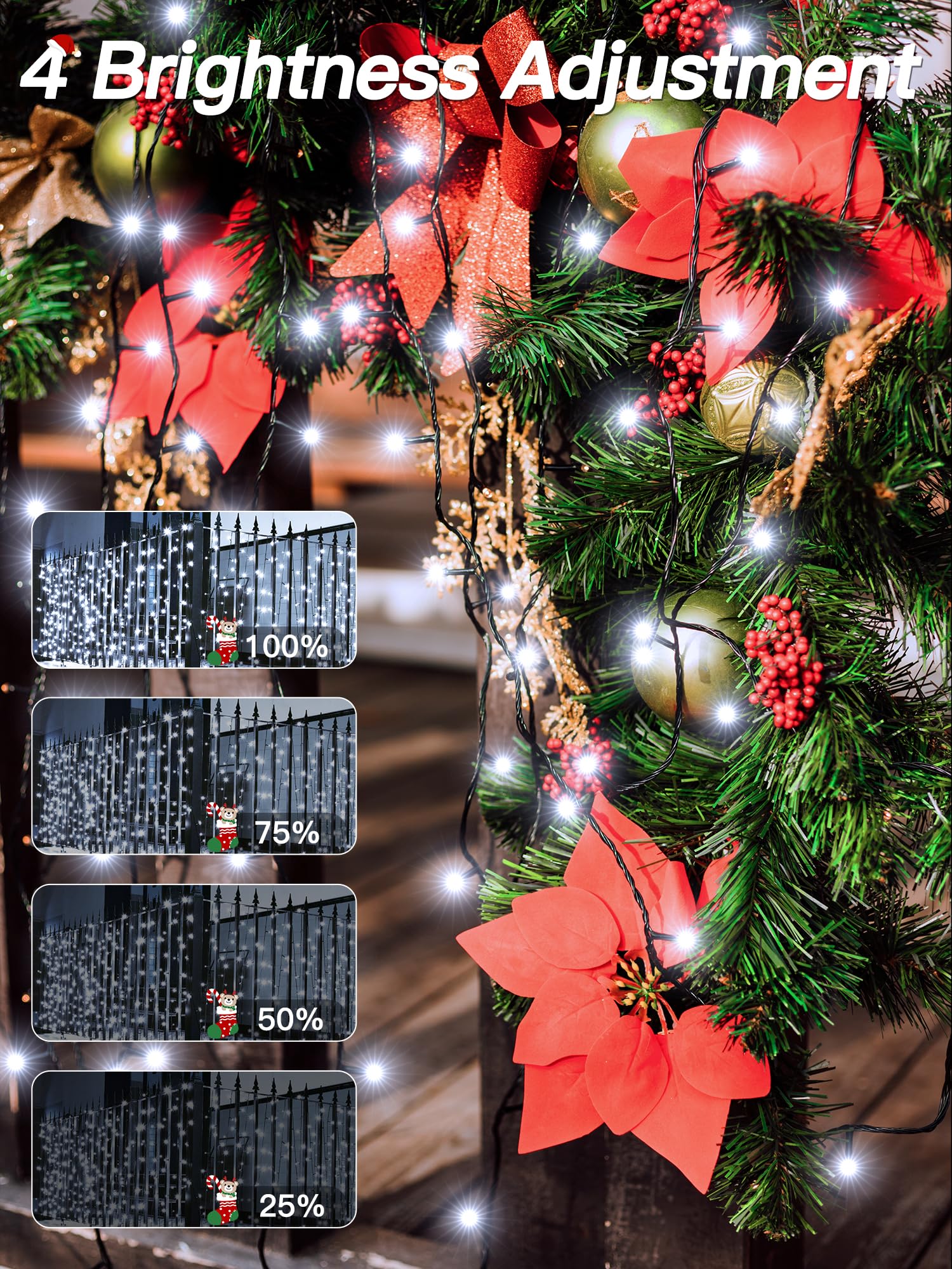 Guhope Christmas Lights 66Ft 200 Led  Christmas Tree Light With 8 Lighting Modes  Outdoor Waterproof String Lights With Remote And Timer  Fairy Light For Holiday Decor (Cool White)