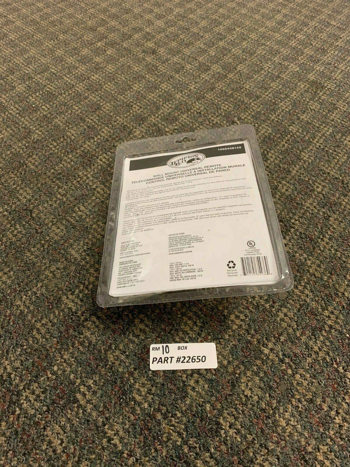 Hampton Bay Ceiling Light Fixture, Glass, White, Model CECOMINOD051223