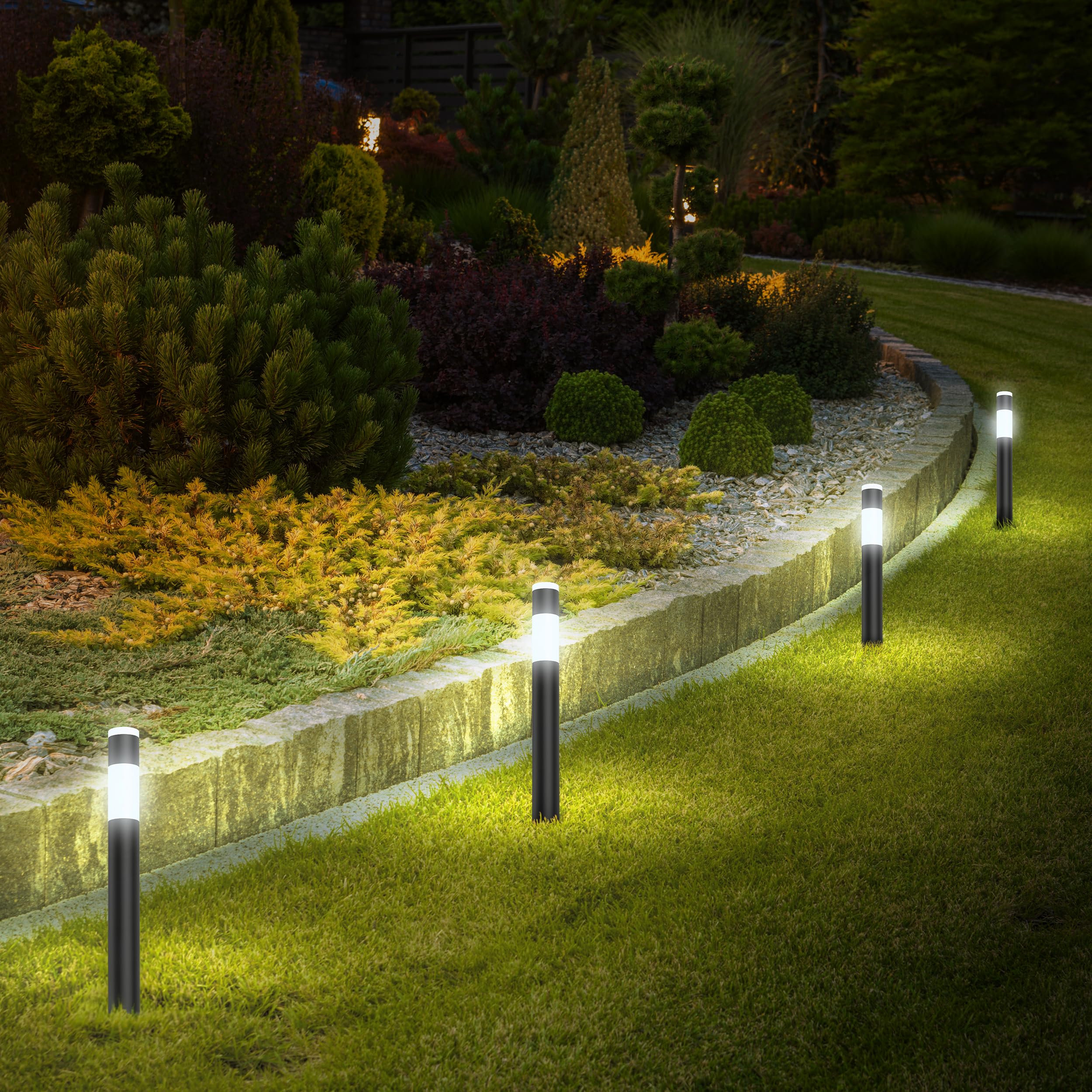 Feit Electric Smart Color Changing Outdoor Bollard Path Lights, 200 Lumens, 4-Pack, Black, Compatible with Alexa & Google Home