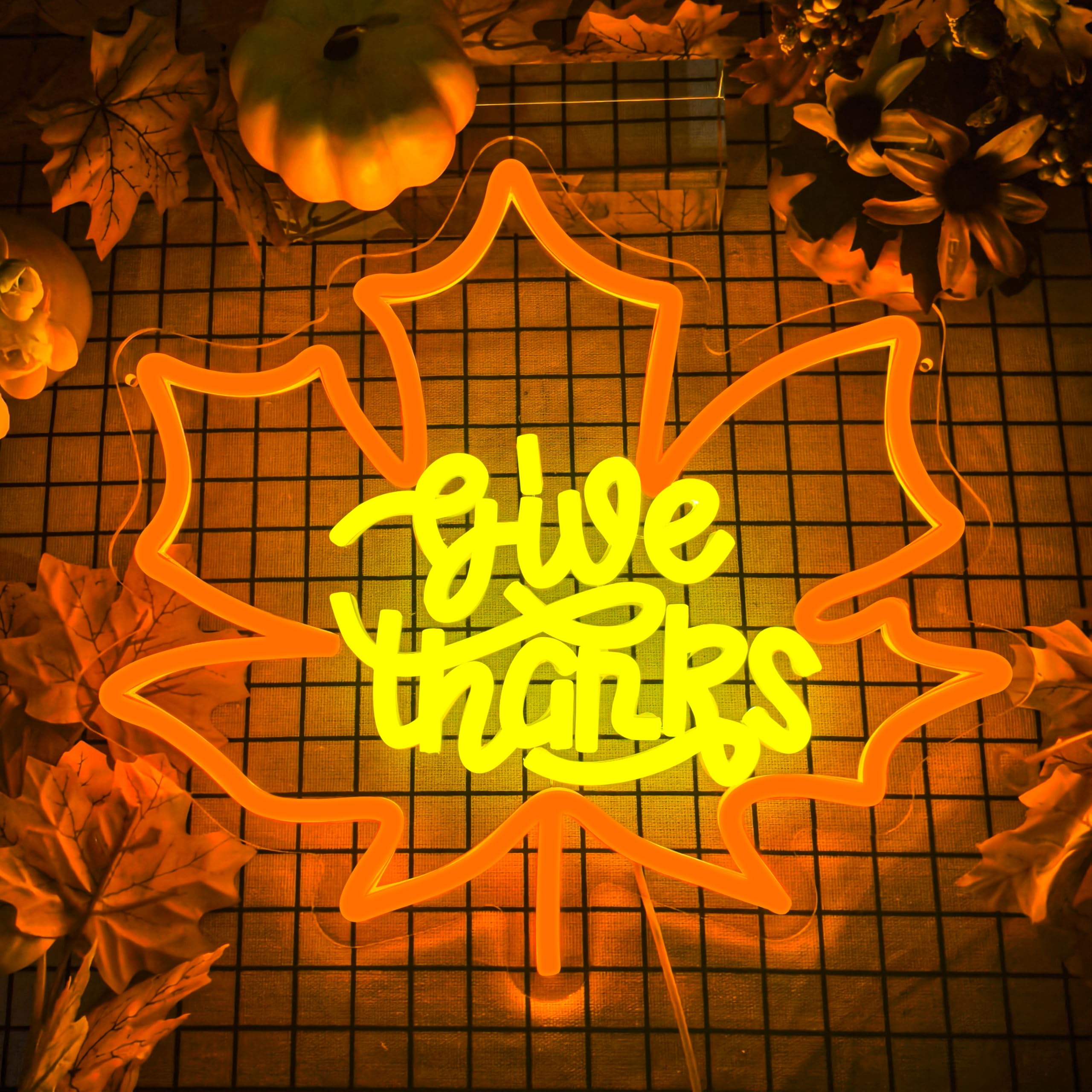 Thanksgiving Neon Sign Dimmable Fall Neon Sign For Thanksgiving Decoration Give Thanks Sign For Home Bar Salon Window Porch Front Door