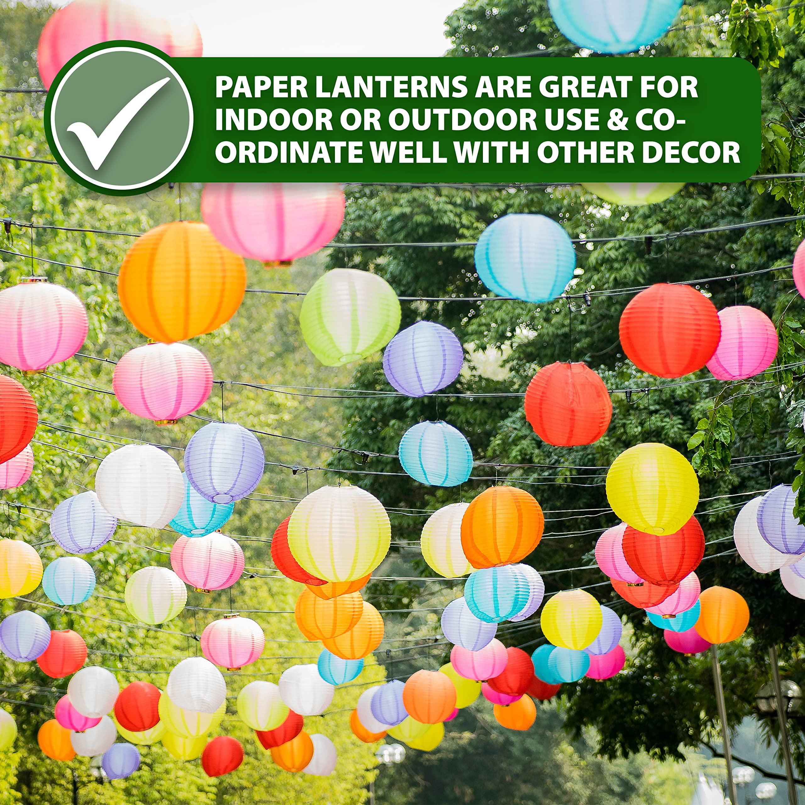 Mudra Crafts Silver Gold Paper Lanterns Wedding Party Decorations - 12 In 10 Round Japanese Chinese Lanterns Decorative Hanging