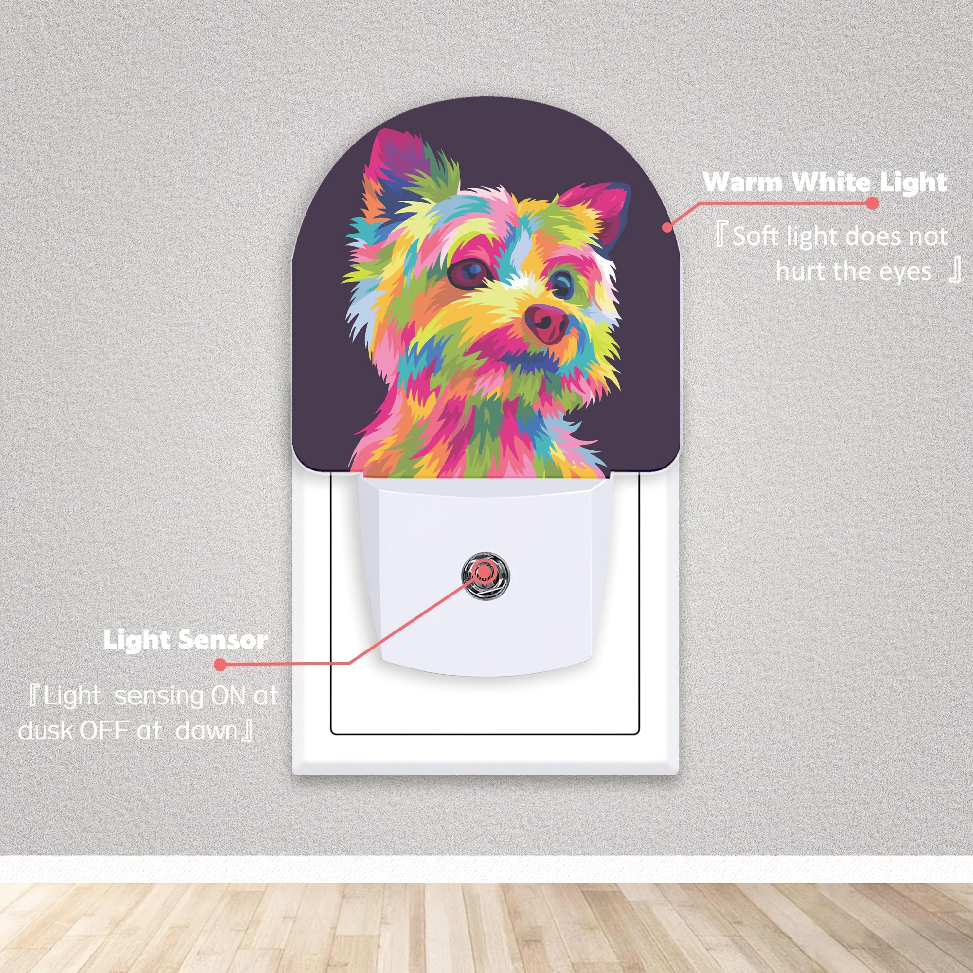 Axxitude Colorful Cute Dog Night Lights Plug Into Wall For Girls Boys Room,Night Light Led Lamp Dusk To Dawn Sensor Round Lamp F