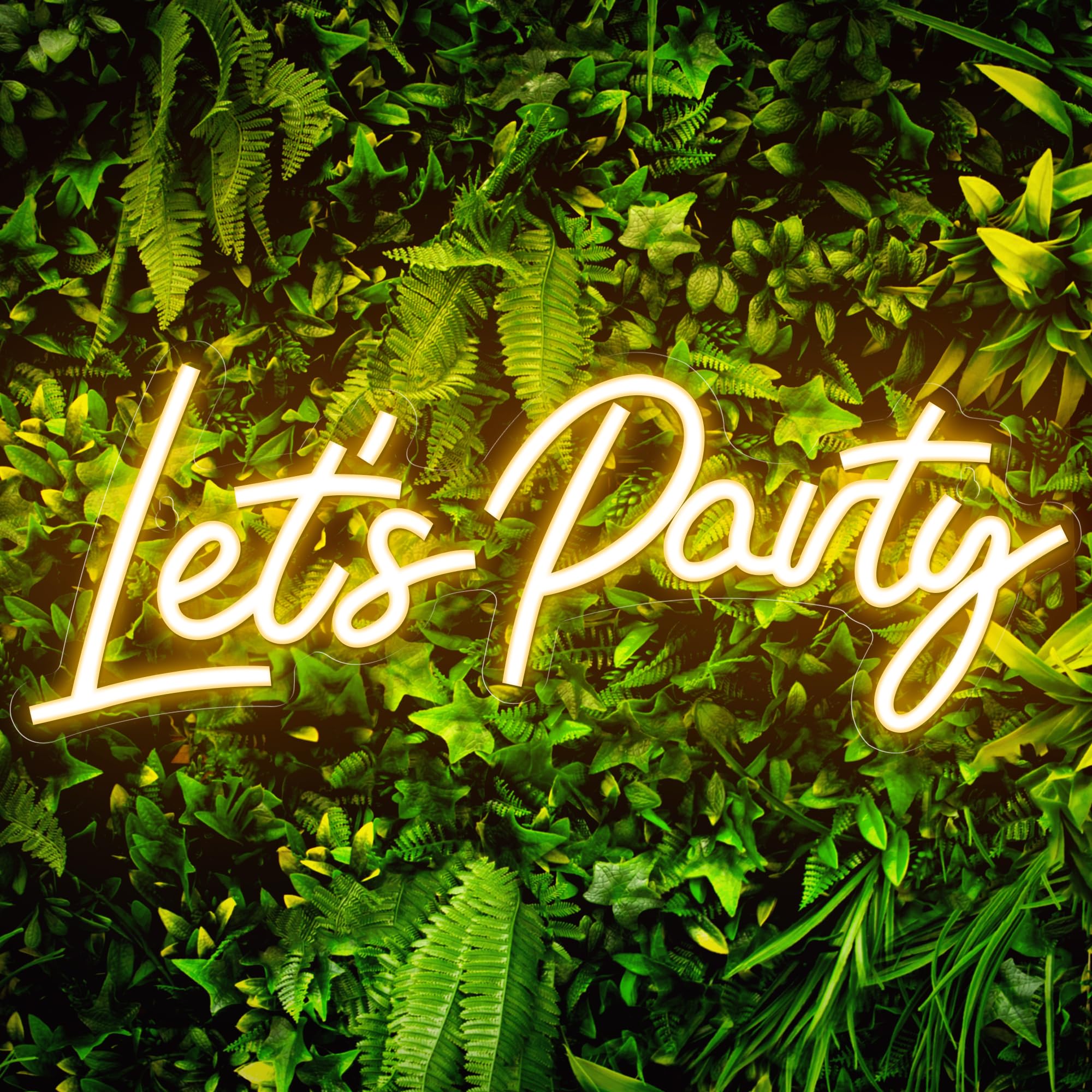 Kavaas Neon Sign - Lets Party Wall Decor, 16.5in x 6.9in , Warm White, Model KNS-LPW for Birthday, Wedding, Bachelorette Decorations