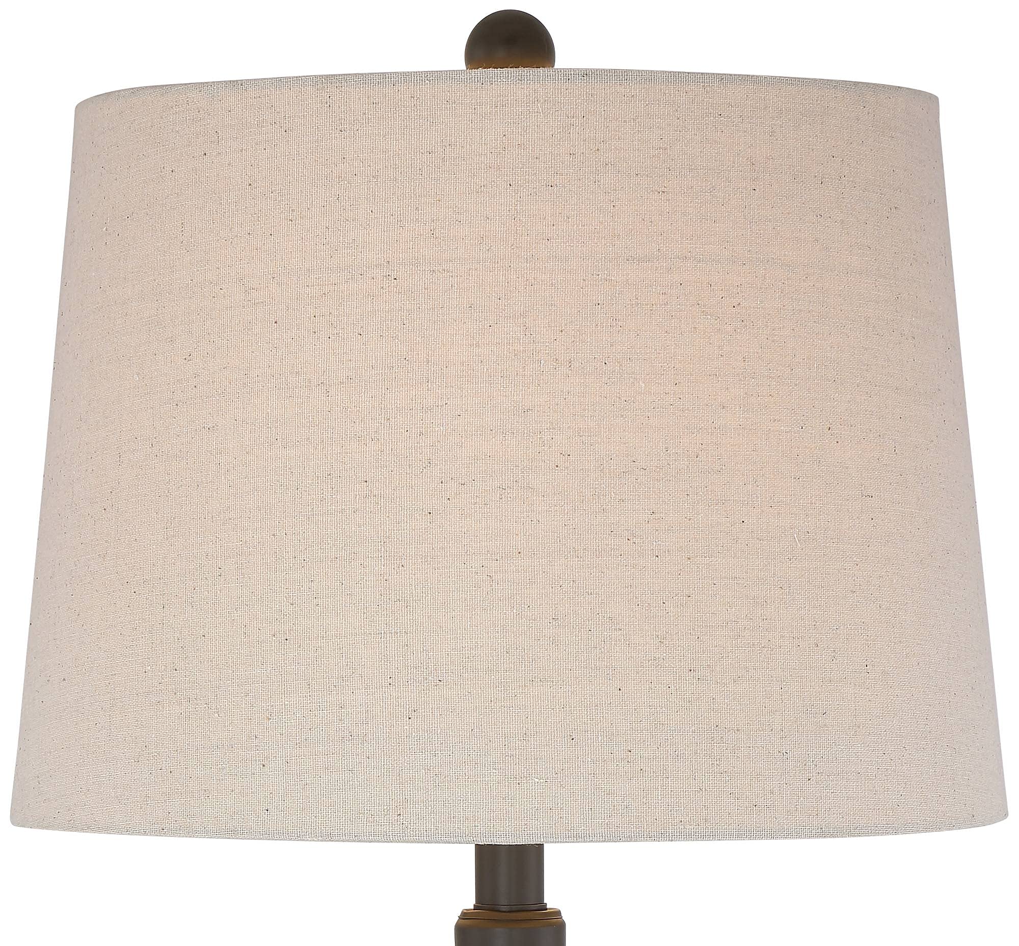 Franklin Iron Works Annie Rustic Farmhouse Table Lamps Set of 2, 28" Tall, Bronze Metal with Cream Drum Shade