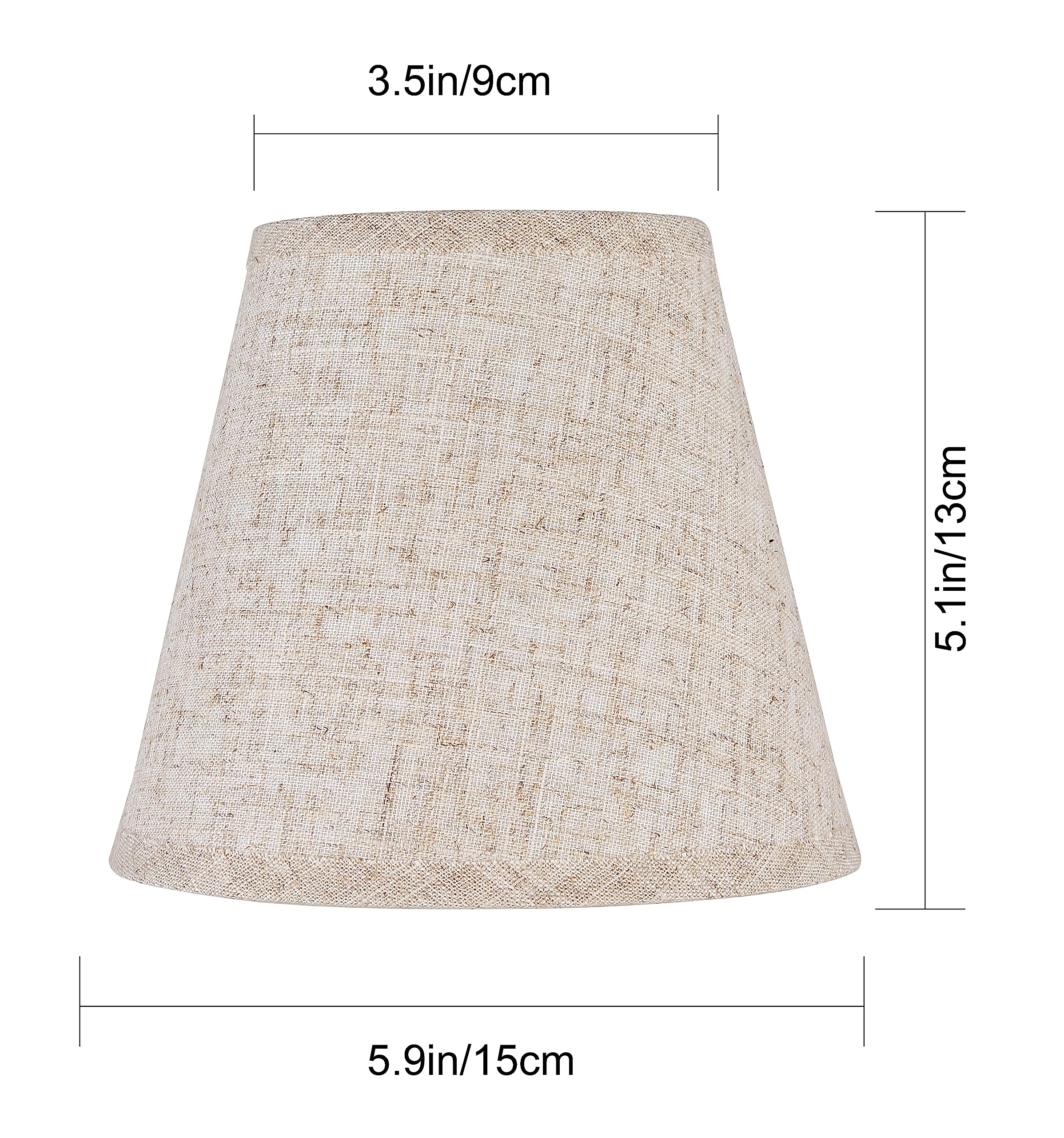 Ruiever 6Pack Small Lampshades Clip On Bulb Fabric Lamp Shade Bottom 5.9''X Top 3.54''Xh 5.12'' For Chandeliers Wall Ceiling Tab