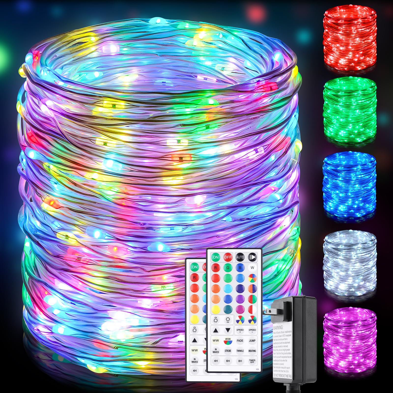 OMIKA 132FT LED Rope Lights Outdoor String Lights with 400 LEDs, 25 Colors Changing Waterproof Starry Fairy Lights Plug in for B