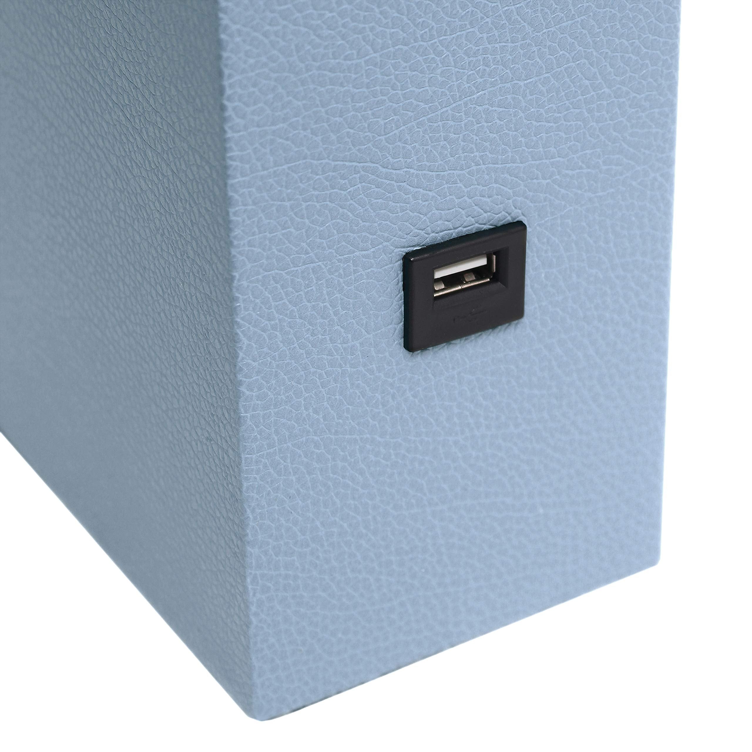 Elegant Designs Modern Leather Wrapped Table Lamp With Usb Port, Periwinkle, Lt1053-Pwk-Lb, Bulb Included