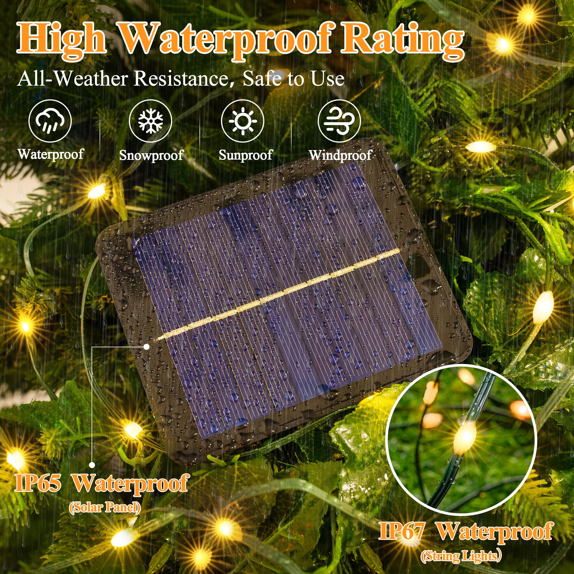 2 Pack Solar String Lights Total 600Led 197Ft, Ip67 Waterproof Solar Lights For Outside With 8 Modes, Fairy Lights For Patio Gar