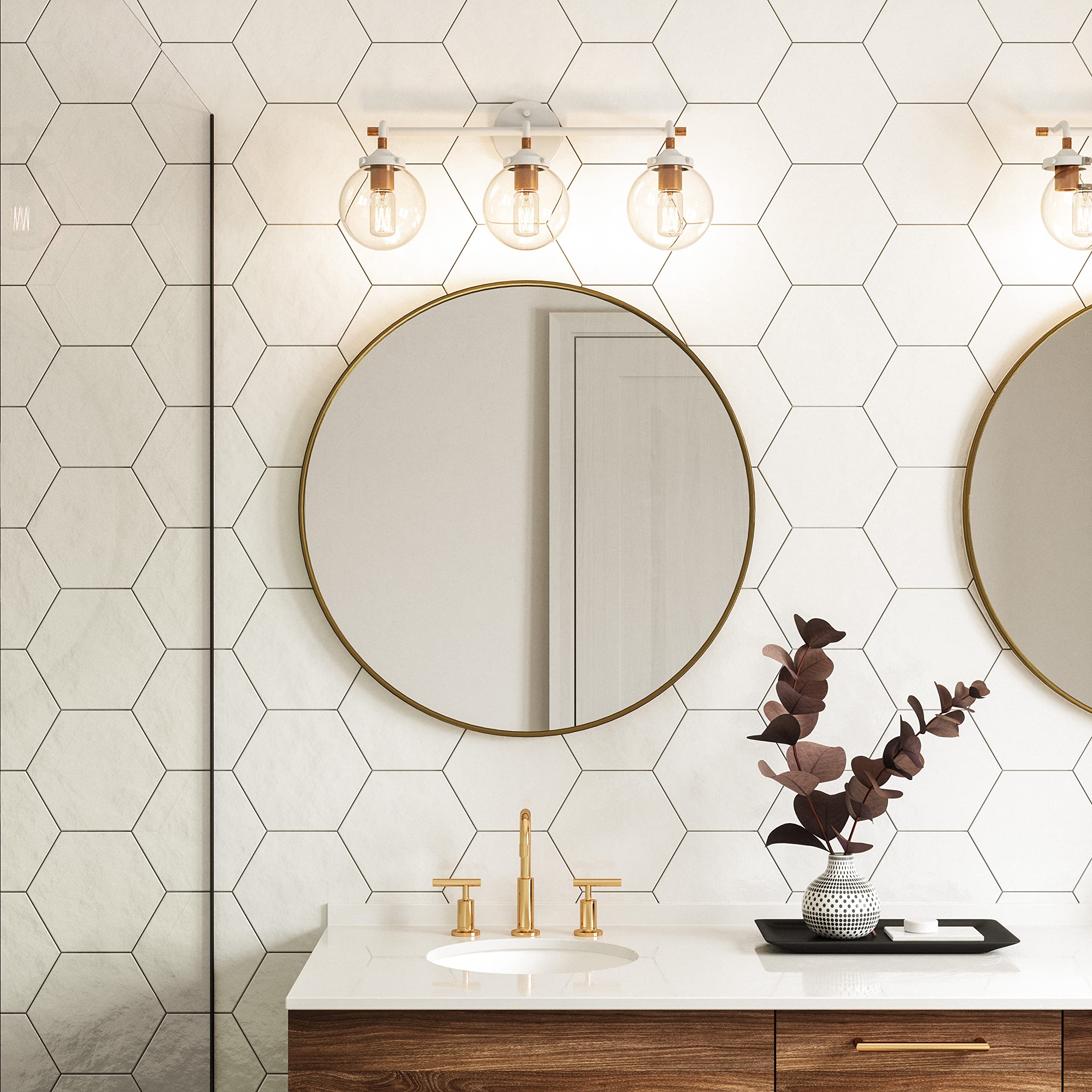 Elk Home Boudreaux 3-Light Vanity Light, Matte White Finish, Clear Glass, Modern Style