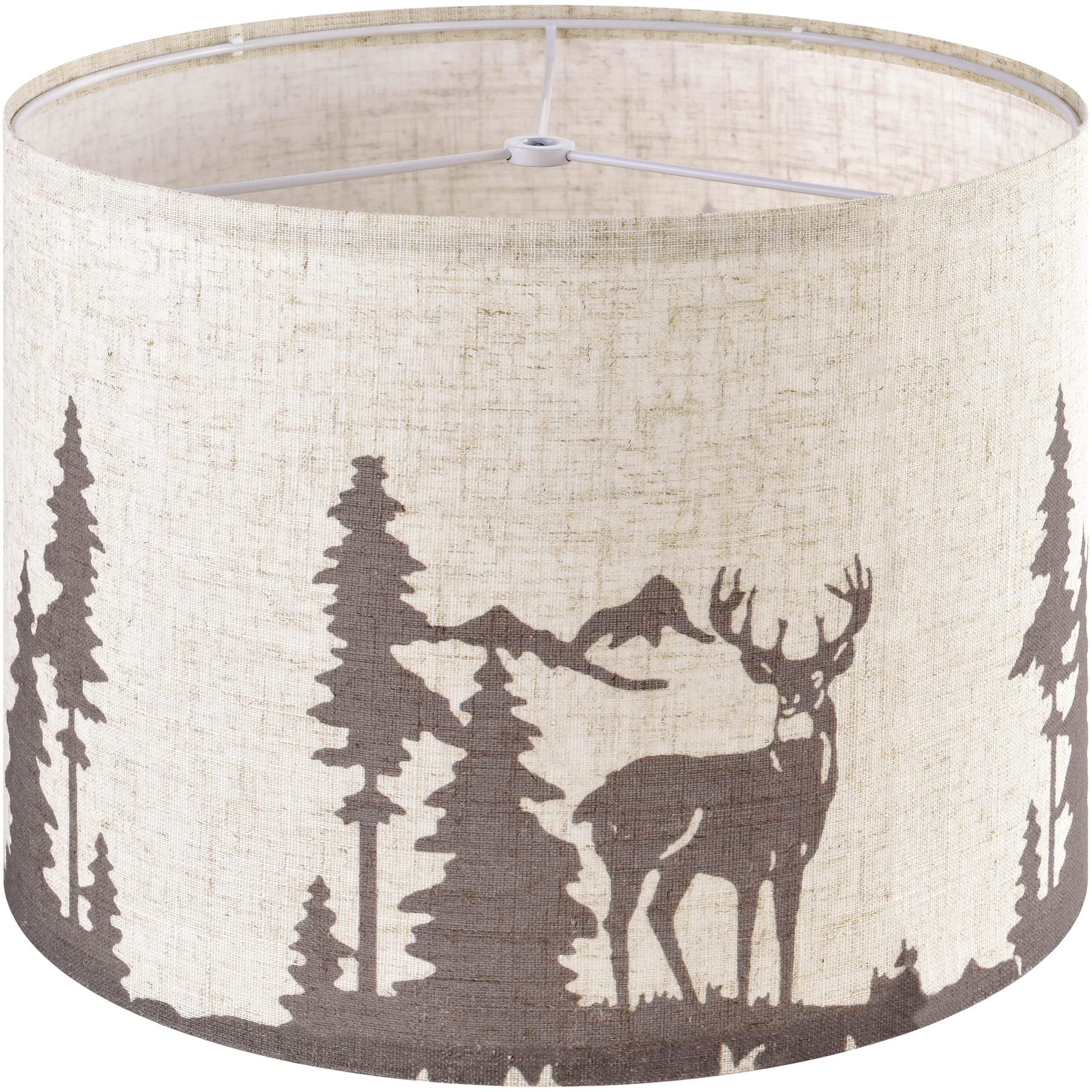 Goso Medium Drum Lamp Shade For Table Lamps-Animal Brown Bear & Deer Print Linen Lampshade For Floor Lamps- 13'' * 13 * 10 Inch(