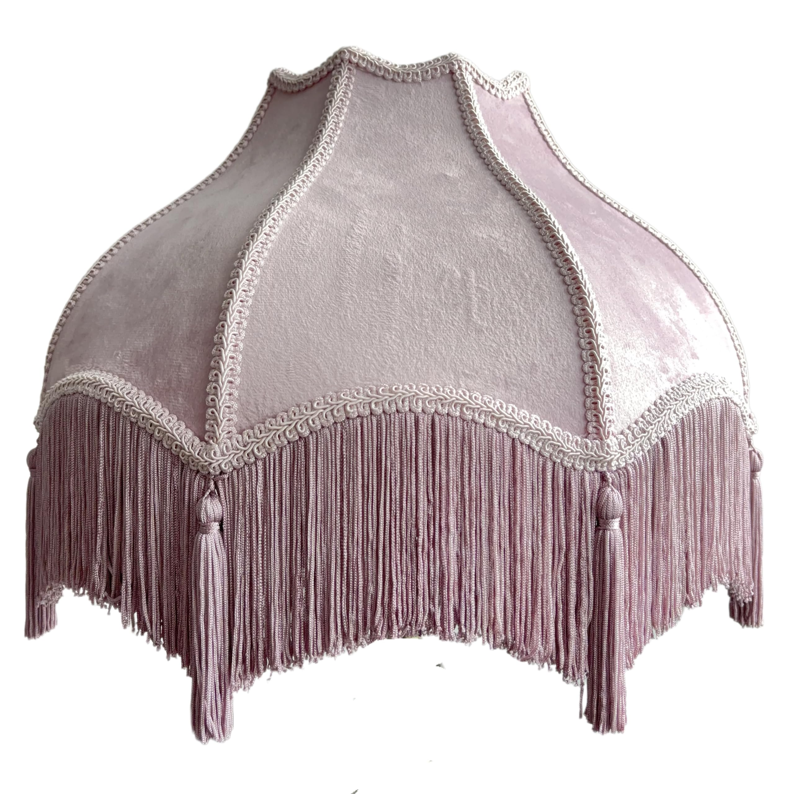 Generic Velvet Lamp Shade, Victorian Style, Bell Shape, Large, Muted Lavender Purple with Tassels and Fringe