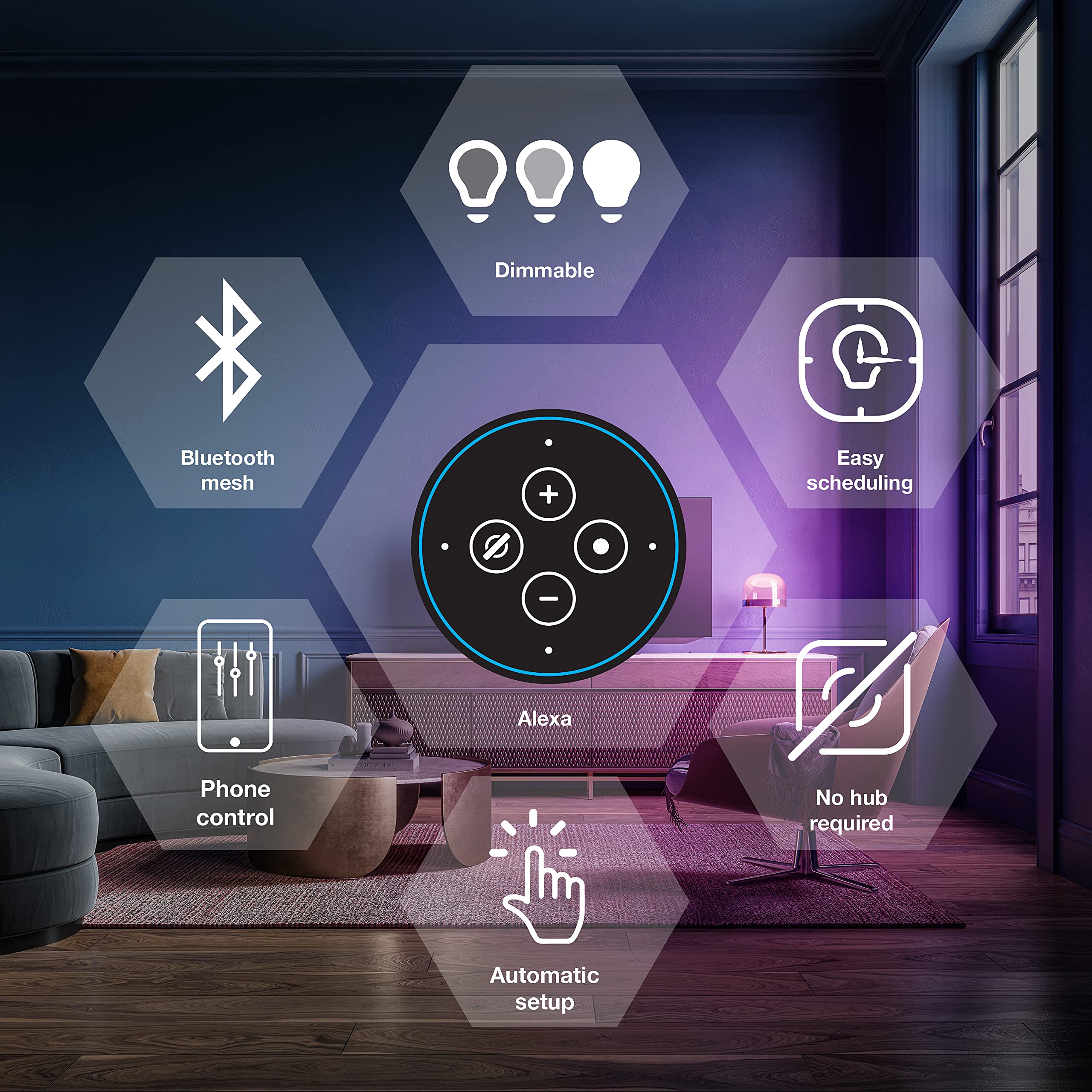 Sylvania Bluetooth Mesh Led Smart Light Bulb, One Touch Set Up, A19 60W Equivalent, E26, Rgbw Full Color & Adjustable White, Wor