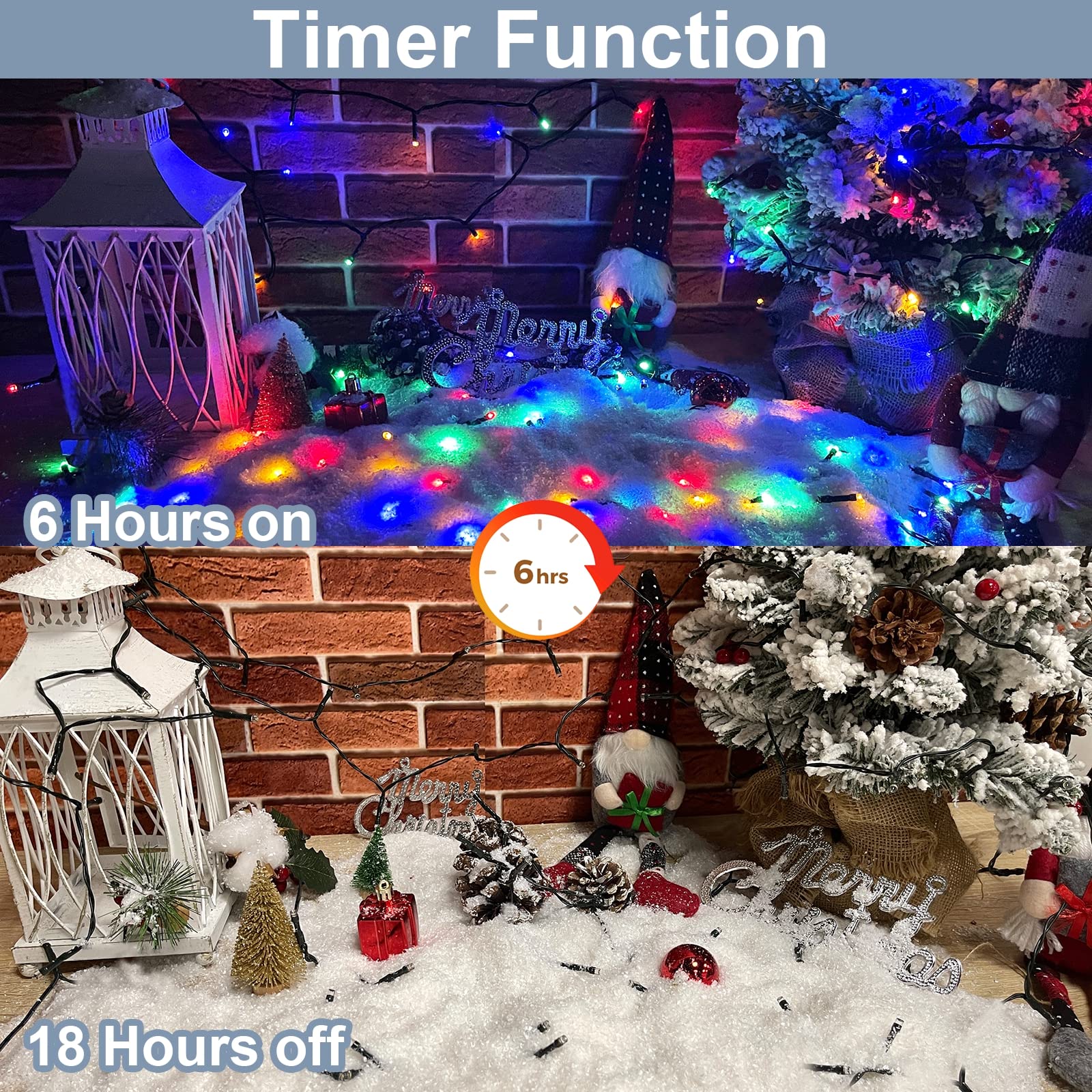 Turnmeon 100Led 33Ft Battery Operated Christmas Fairy Lights With Timer & Remote, Waterproof
