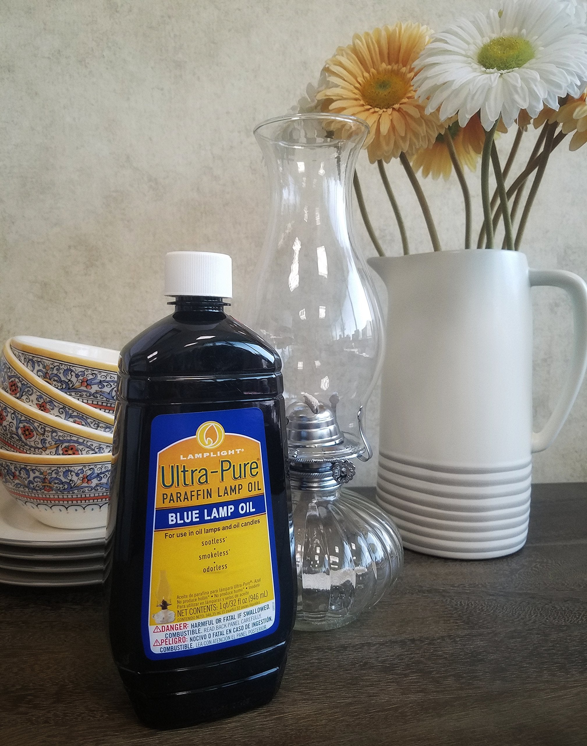 Lamplight 32 oz Ultra-Pure Blue Lamp Oil - Sootless, Smokeless, Odorless Liquid Paraffin for Indoor Use, Emergency Kit Essential