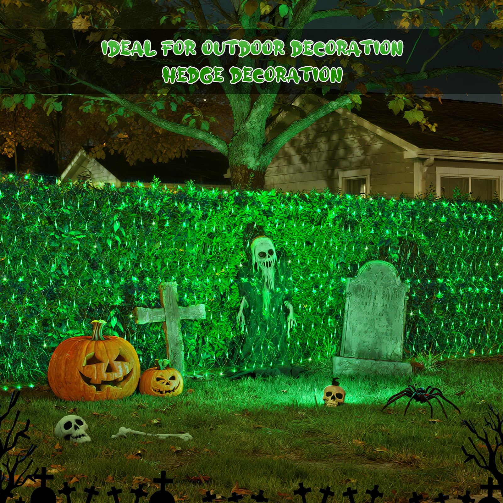 JMEXSUSS 200 LED Green Net Lights, 9.8ft x 6.6ft Outdoor Christmas Lights, Model EXS-N-0200, Plastic Material