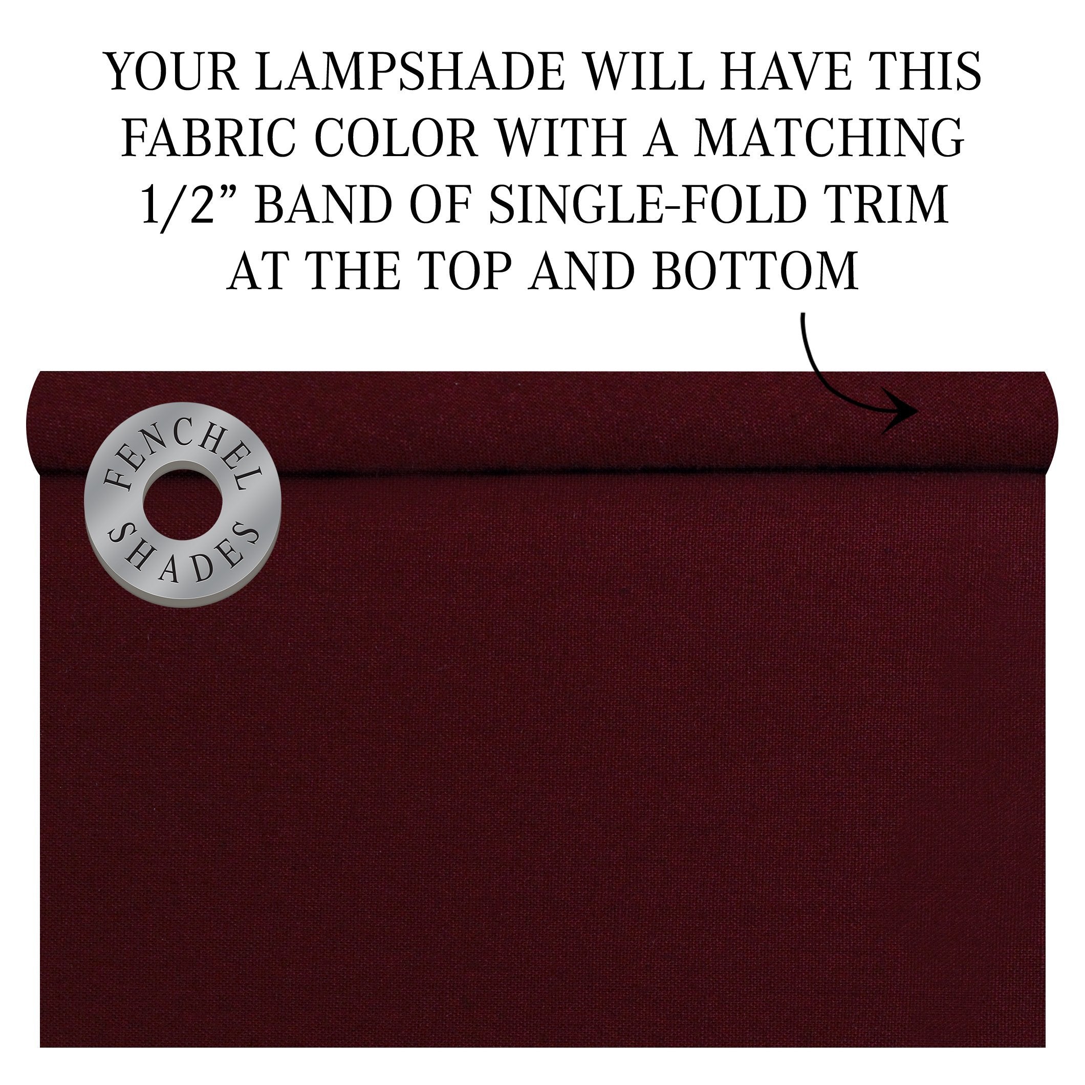 Fenchelshades.Com 10'' Top Diameter X 10'' Bottom Diameter 10'' Height Fabric Drum Lampshade Spider Attachment (Linen Burgundy)
