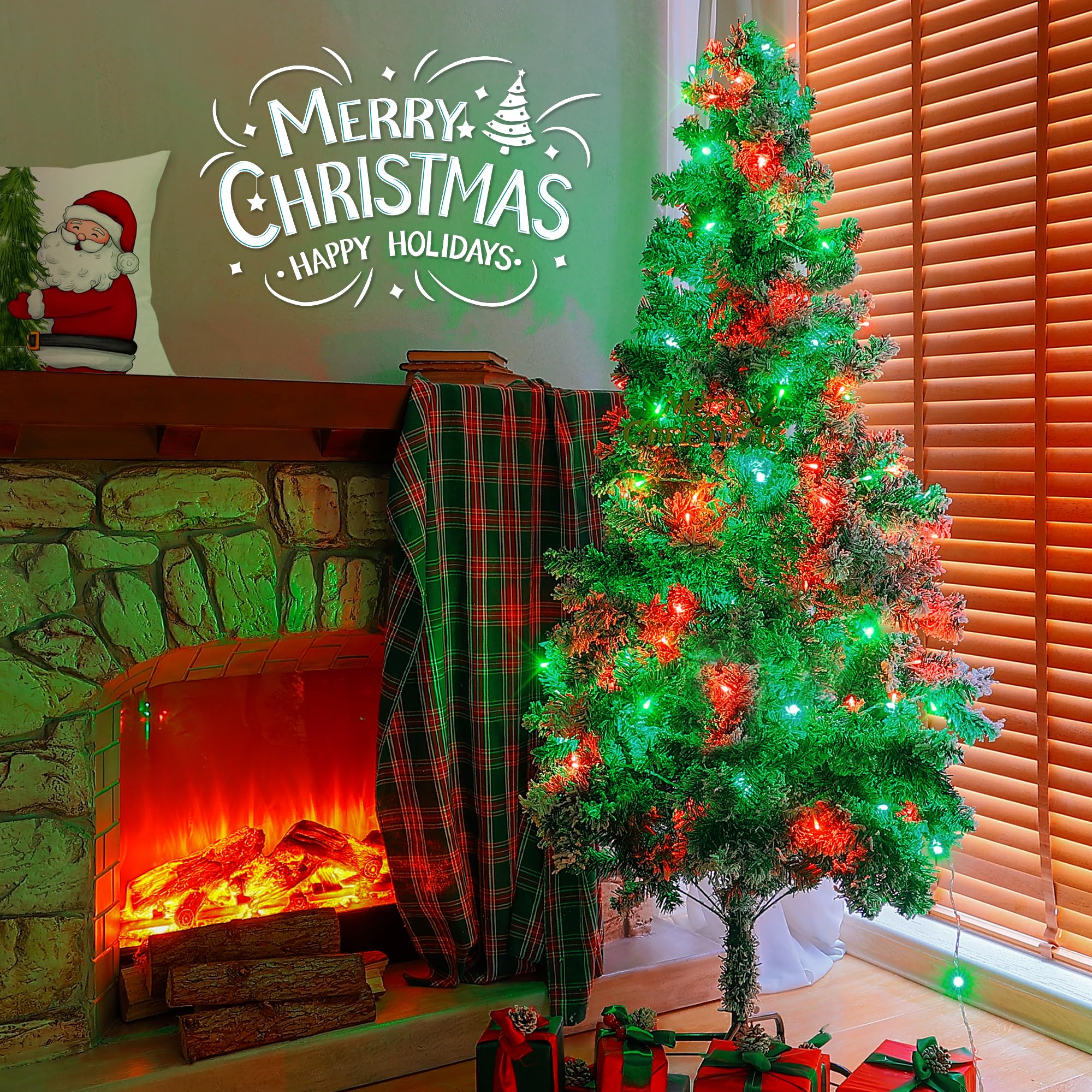 Hopolon Christmas String Lights, 100 LED, 33FT Waterproof Twinkle Lights, Red and Green, Model QX-U-O-S-100-10-RG-C