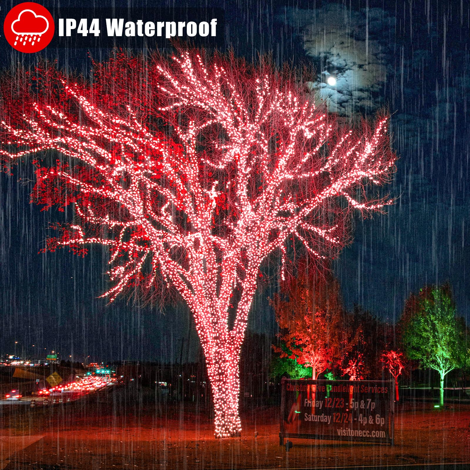 Vivideal 300 Led Red Christmas Lights, 99Ft String Lights Indoor 8 Modes Clear Wire, Connectable Waterproof Plug In Red String Lights For Bedroom Indoor Outdoor Halloween Christmas Decorations