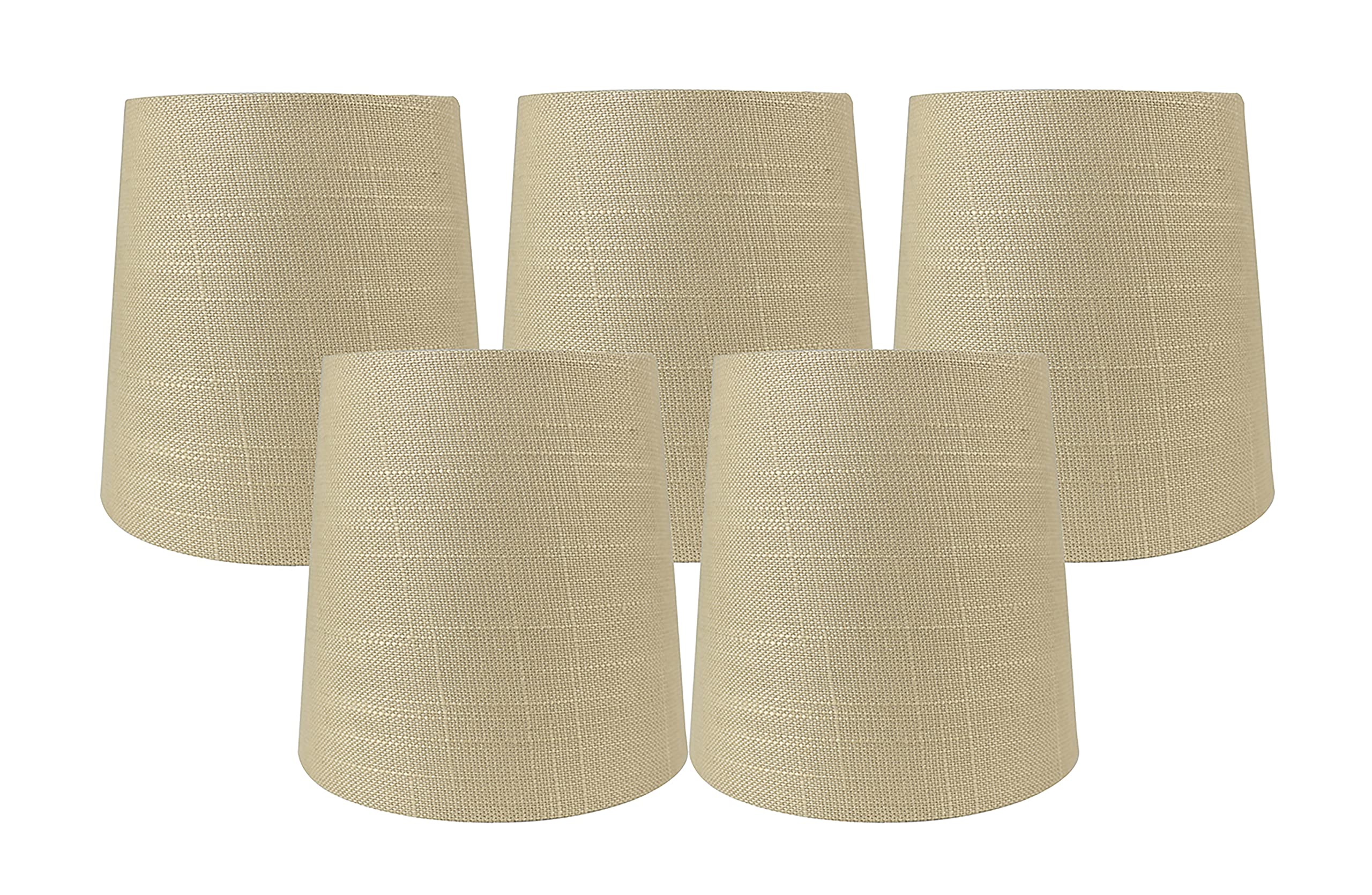 Meriville Set Of 5 Maize Linen Clip On Chandelier Lamp Shades, 4-Inch By 5-Inch By 5-Inch