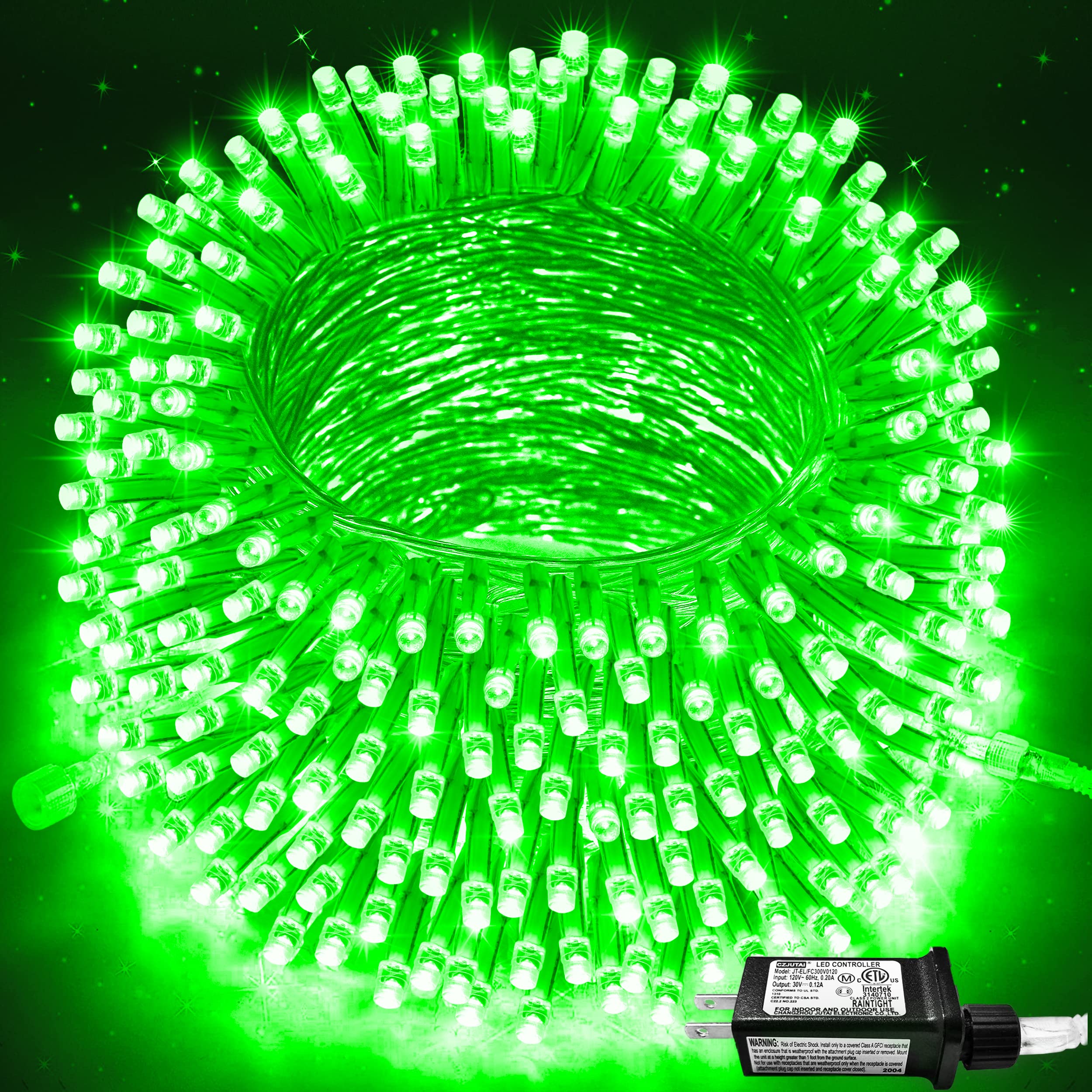 JMEXSUSS 250 LED Christmas String Lights, 91.5ft, Green, 8 Modes, Waterproof, Indoor/Outdoor, Model EXS-S-0250