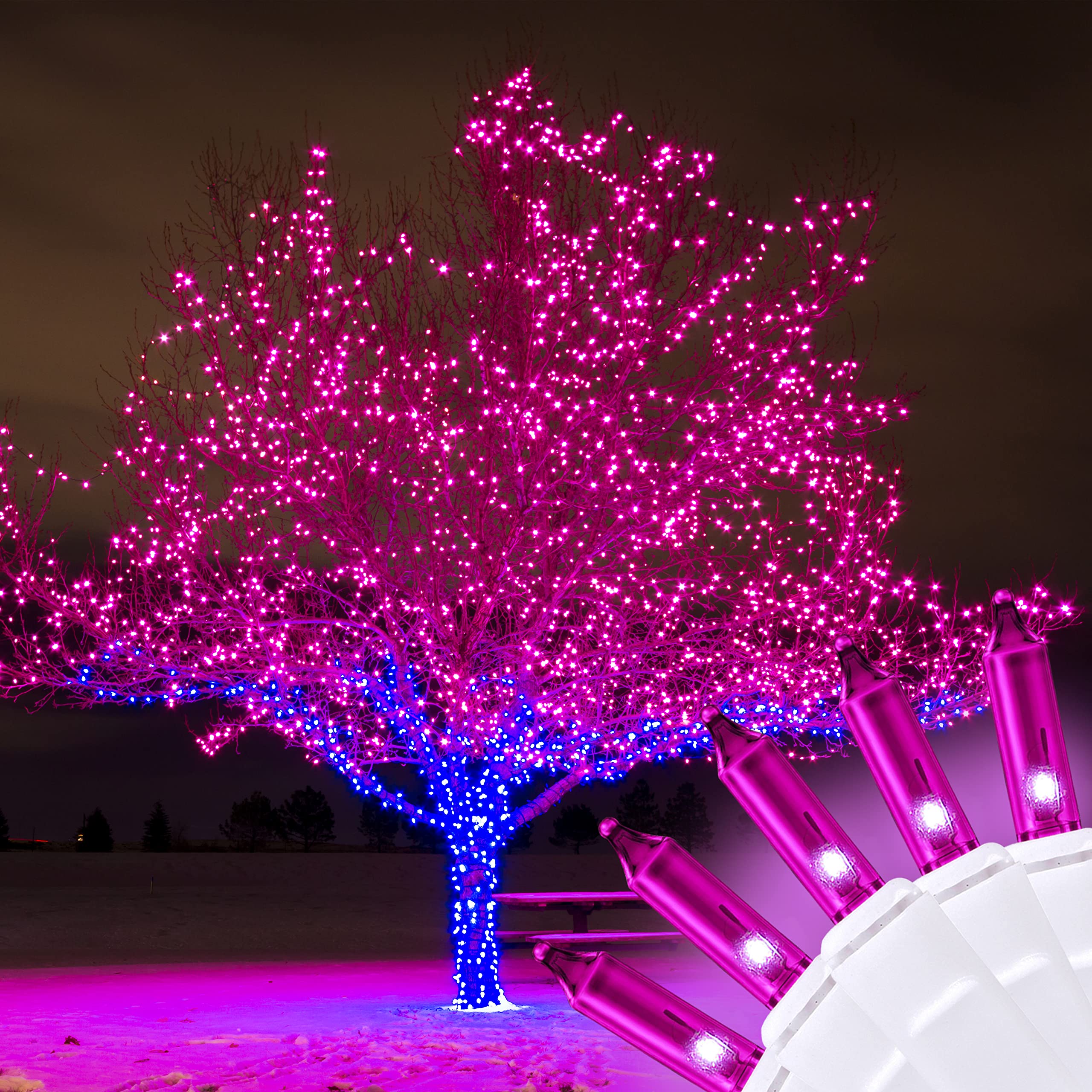 Purple Christmas String Lights Set, 100 Incandescent Halloween Lights 20.6 Ft White Wire For Indoor Outdoor Decorative Use, Holiday Décor Bright Patio Lighting Tree Decorations Ul Certified